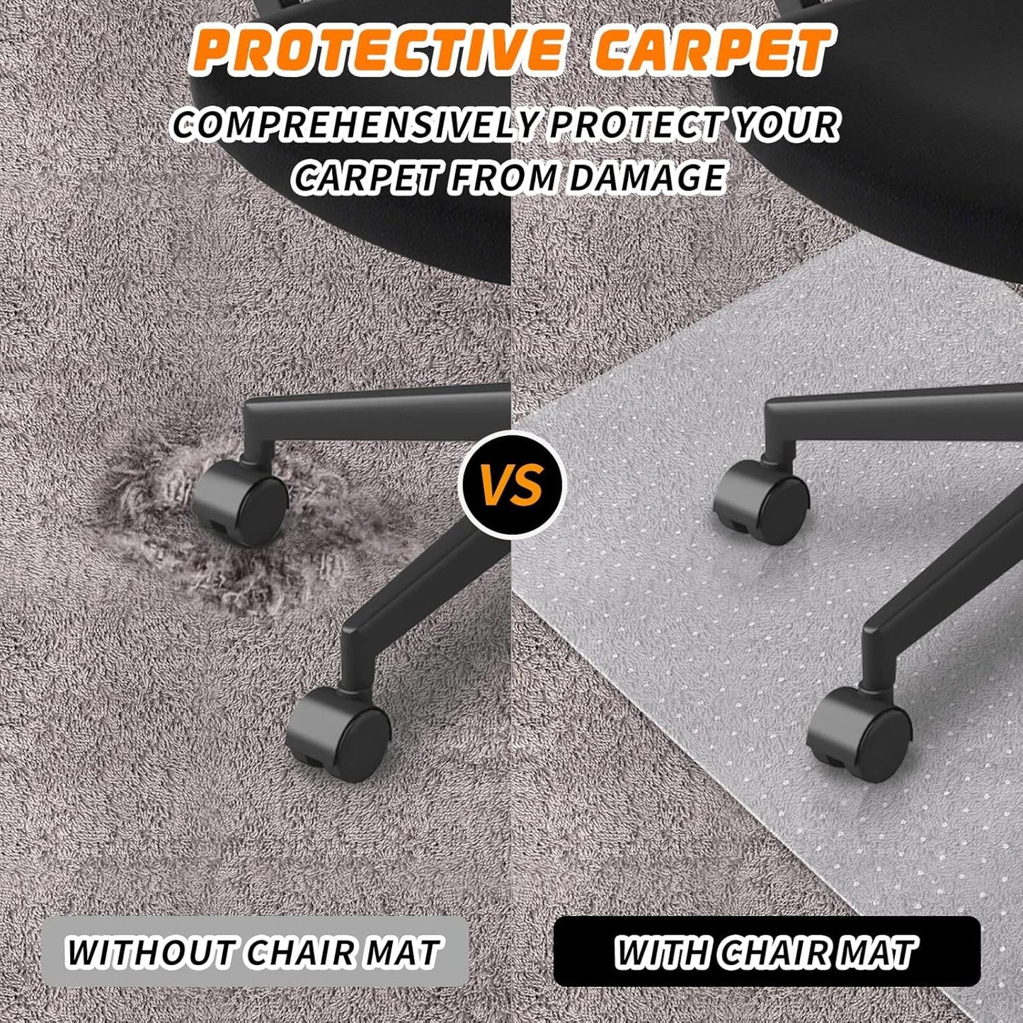 SHAREWIN Office Chair Mat for Carpet Floors, Desk Mats 48"X36" for Rolling Desk on Low Pile Carpets, Rectangle Computer Gaming Plastic Floor Mats for Office Chair on Carpet, Flat Without Curling