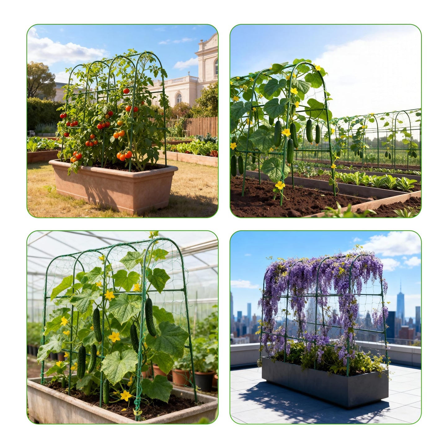 Cucumber Trellis for Raised Garden Bed, U-Shape Plant Support Metel Trellis for Climbing Plants Arch Trellis with Netting for Outdoor Cucumbers,Tomatoes,Vine Climbing Plant(47.2''X32''x47.2''(LxWxH))