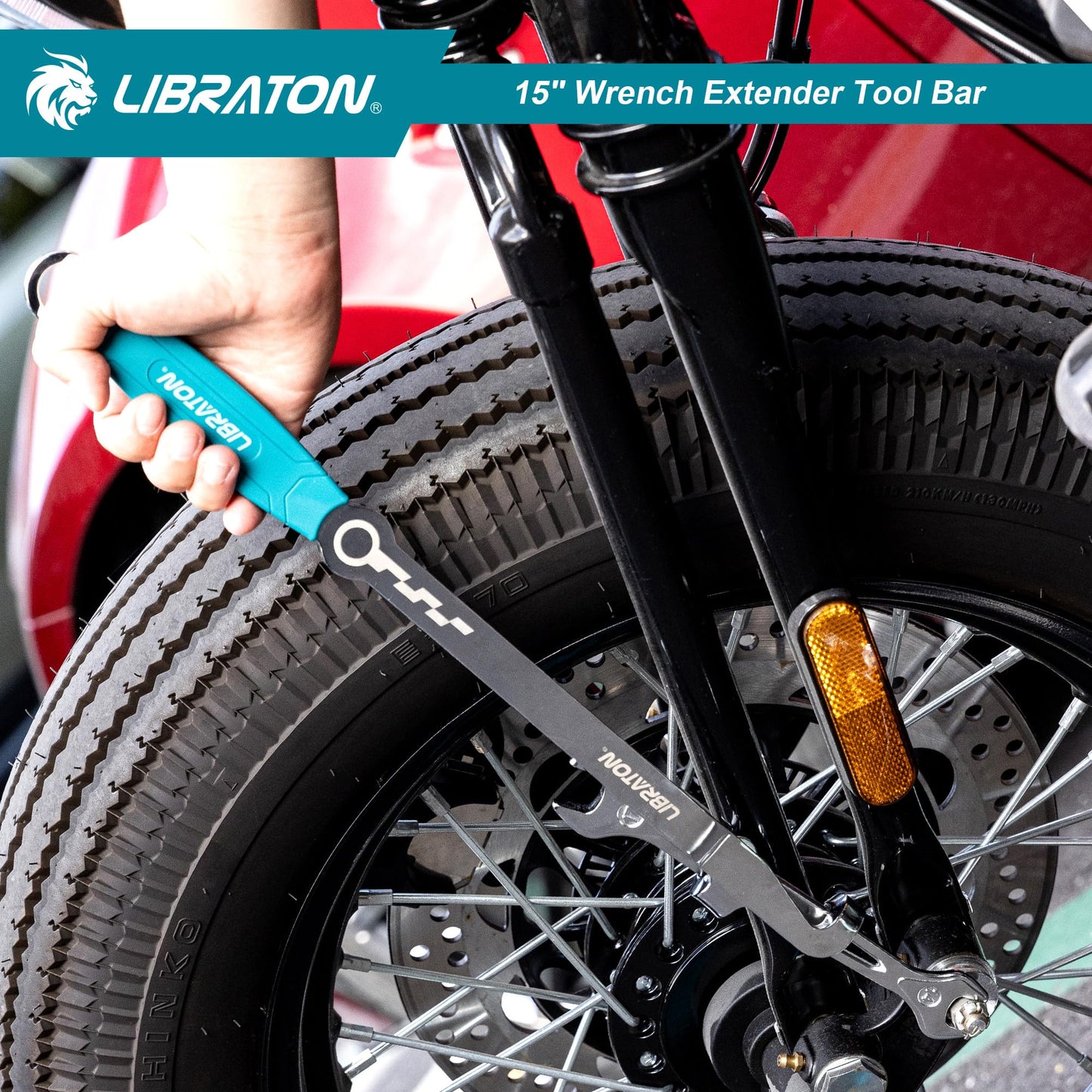 LIBRATON 15" Wrench Extender Tool Bar, Heavy Duty Universal Wrench Extender for Maximum Leverage, Torque Adaptor Extension for Automotive Repair & Mechanic, Extension Wrench with Non-Slip Grip