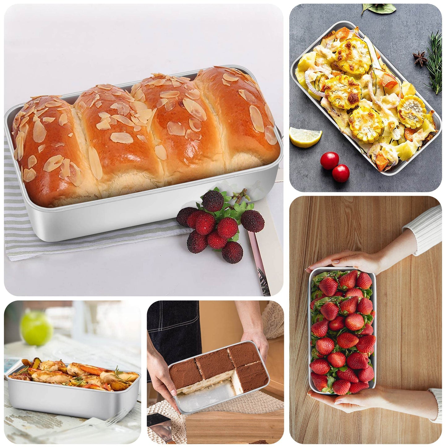 LIANYU Bread Loaf Pans Set of 12, 9x5 Inch Stainless Steel Bread Baking Pans for Homemade Sourdough, Sandwich, Meatloaf, Easy Release & Dishwasher Safe