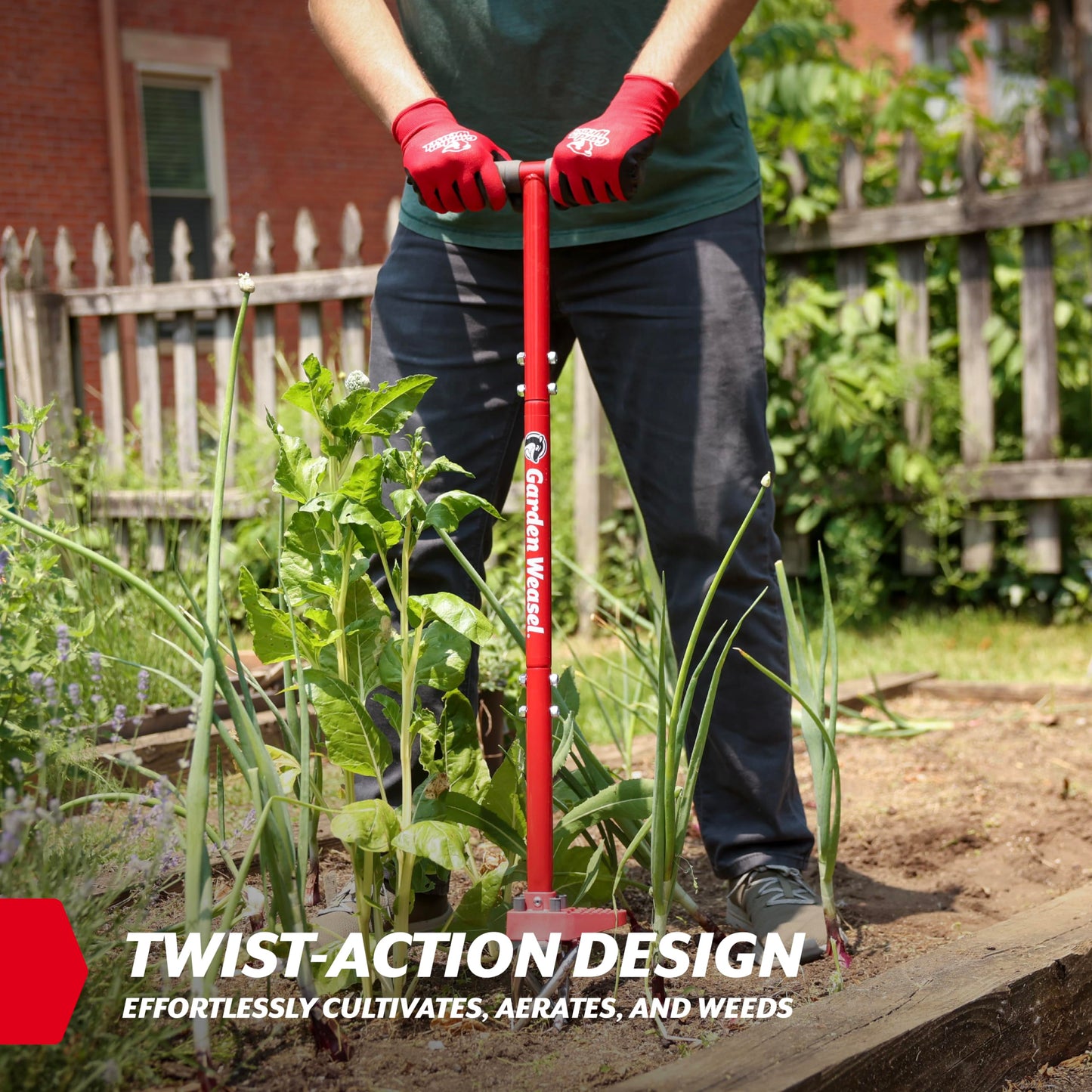 Garden Weasel Claw Pro Garden Tiller and Cultivator Tool – Twist-Action Soil Loosener with Adjustable Carbon Steel Tines, Ergonomic Handle, and Footplate Latest Model 91334-3