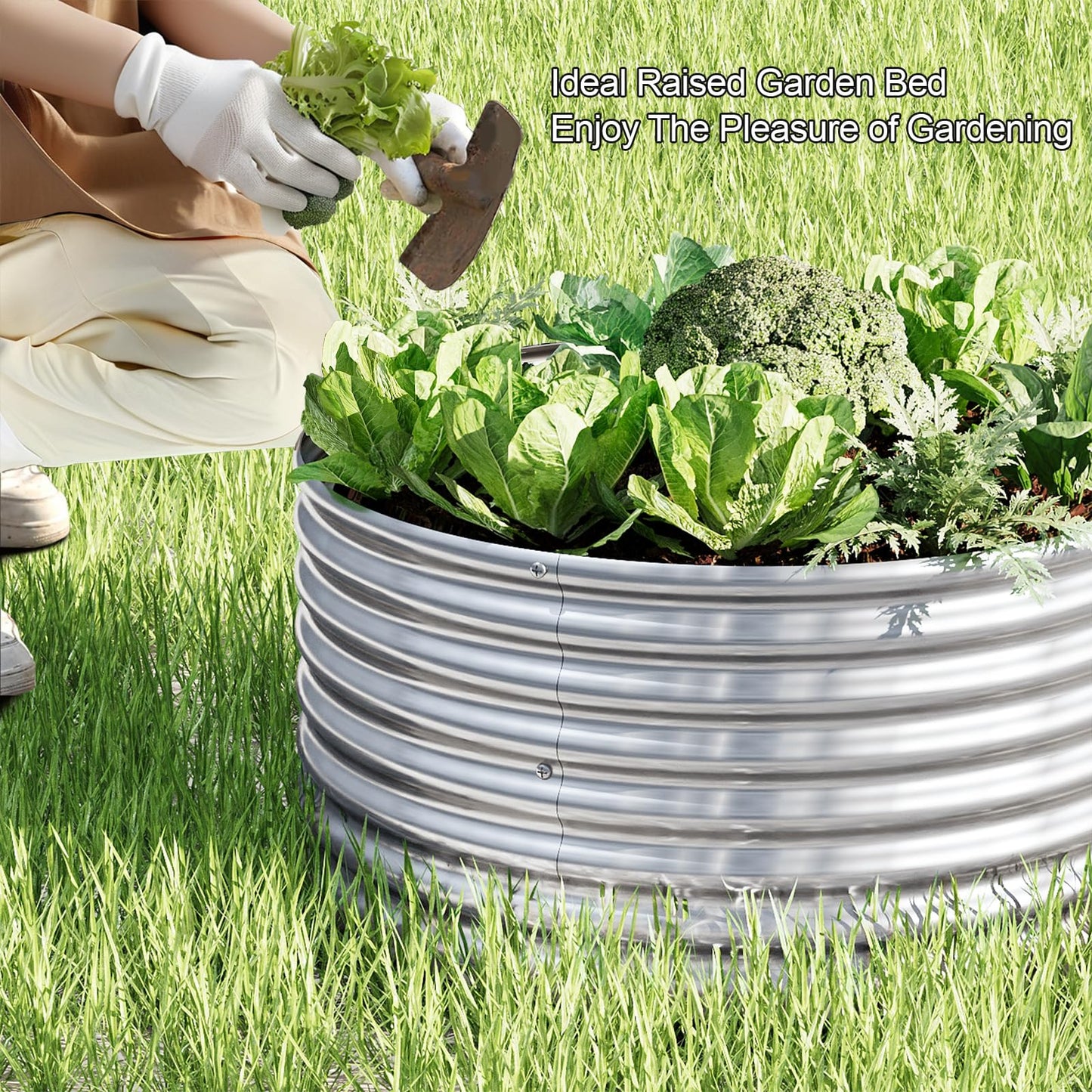 BTDVR 3 Pack Round Galvanized Metal Raised Garden Bed Outdoor, Metal Raised Beds for Gardening, Above Ground Garden Box for Flower, Steel Garden Bed for Vegetables - 2FT