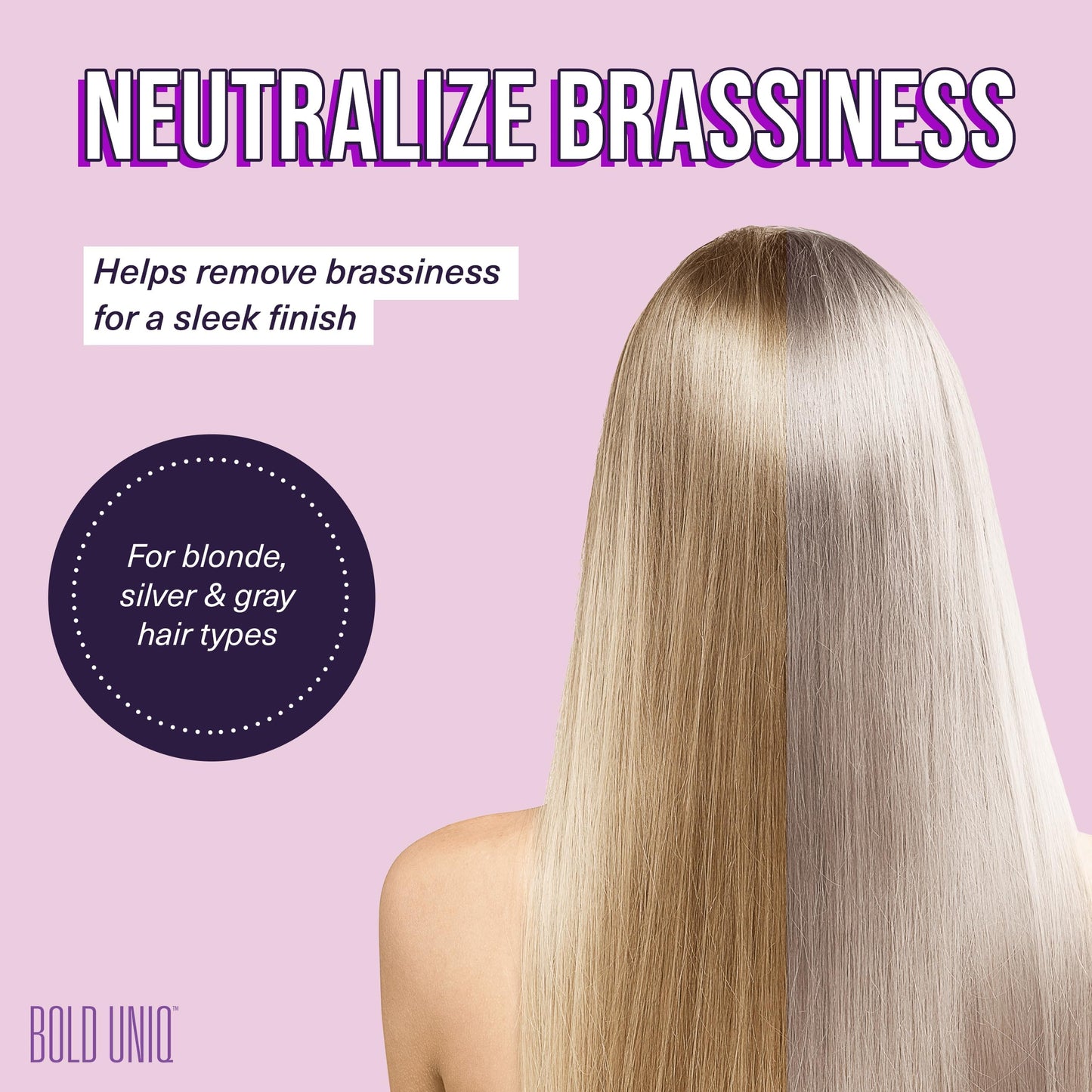 BOLD UNIQ Purple Hair Mask for Blonde, Platinum, Silver Hair - Banish Yellow Hues: Blue Masque to Reduce Brassiness and Condition Dry, Damaged Hair - Sulfate-Free Toner - 200ml