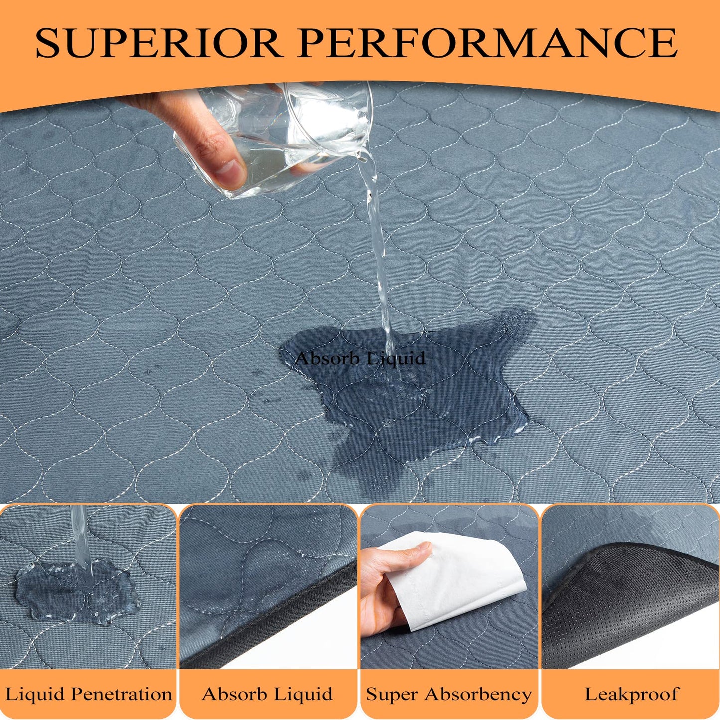 Bunlitent Washable Pee Pads for Dogs 3 Pack, 36x72, Reusable Puppy Pads, Dog Training Pads with Quick Dry, Anti-Slip Dog Cat Pee Pads, Whelping Pads, Potty Pad.