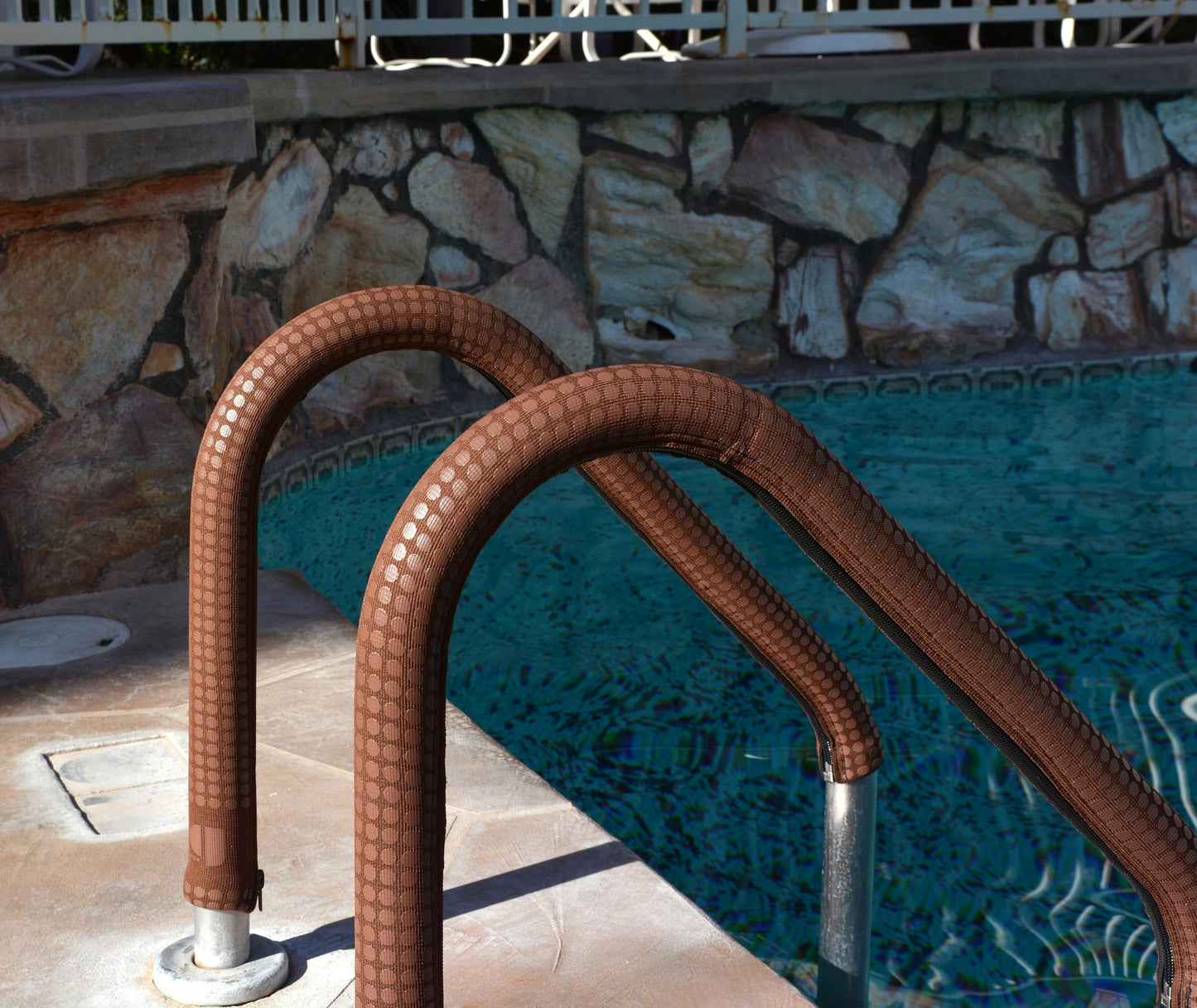 KoolGrips Kool Comfort Handrail Cover for in-Ground Swimming Pools | 1.9-Inch Diameter with Zipper (4' Long, Desert Tan)