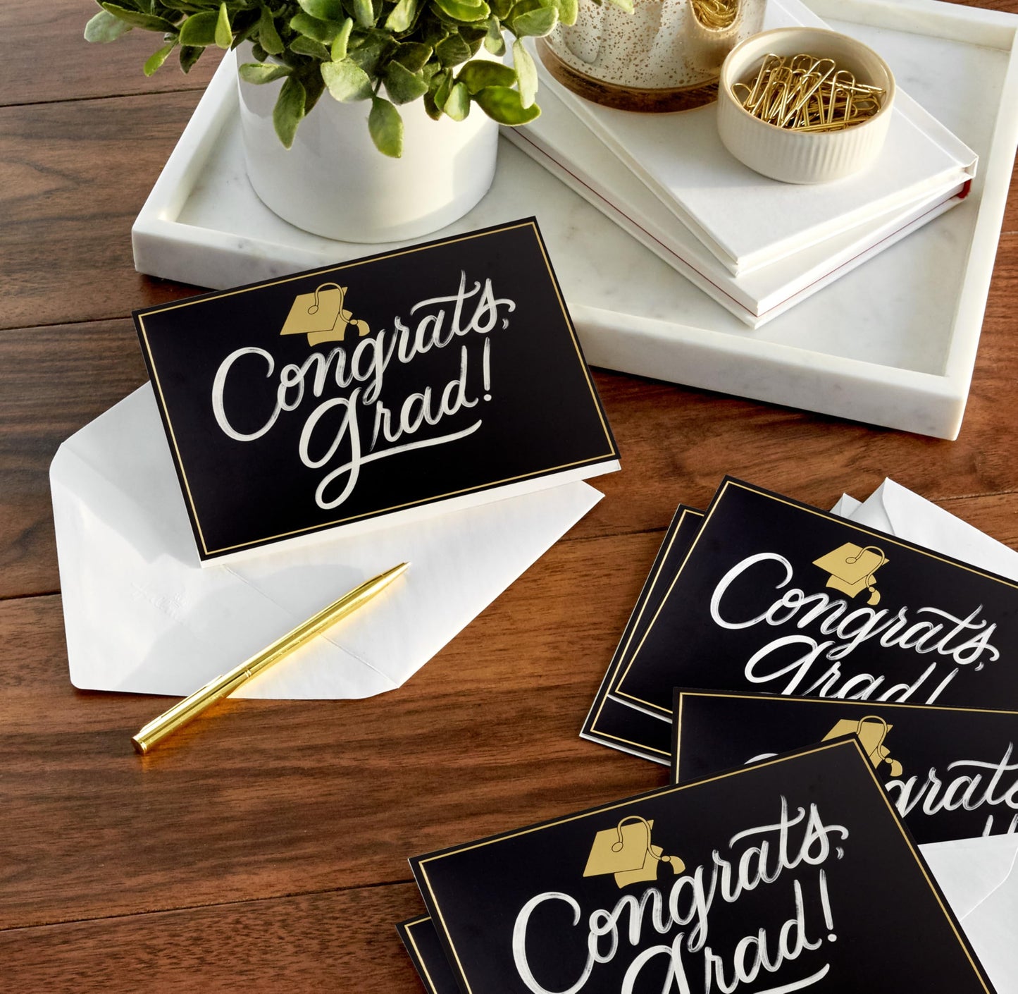 Hallmark Boxed Graduation Cards, Congrats Grad (40 Cards with Envelopes) Black, White and Gold
