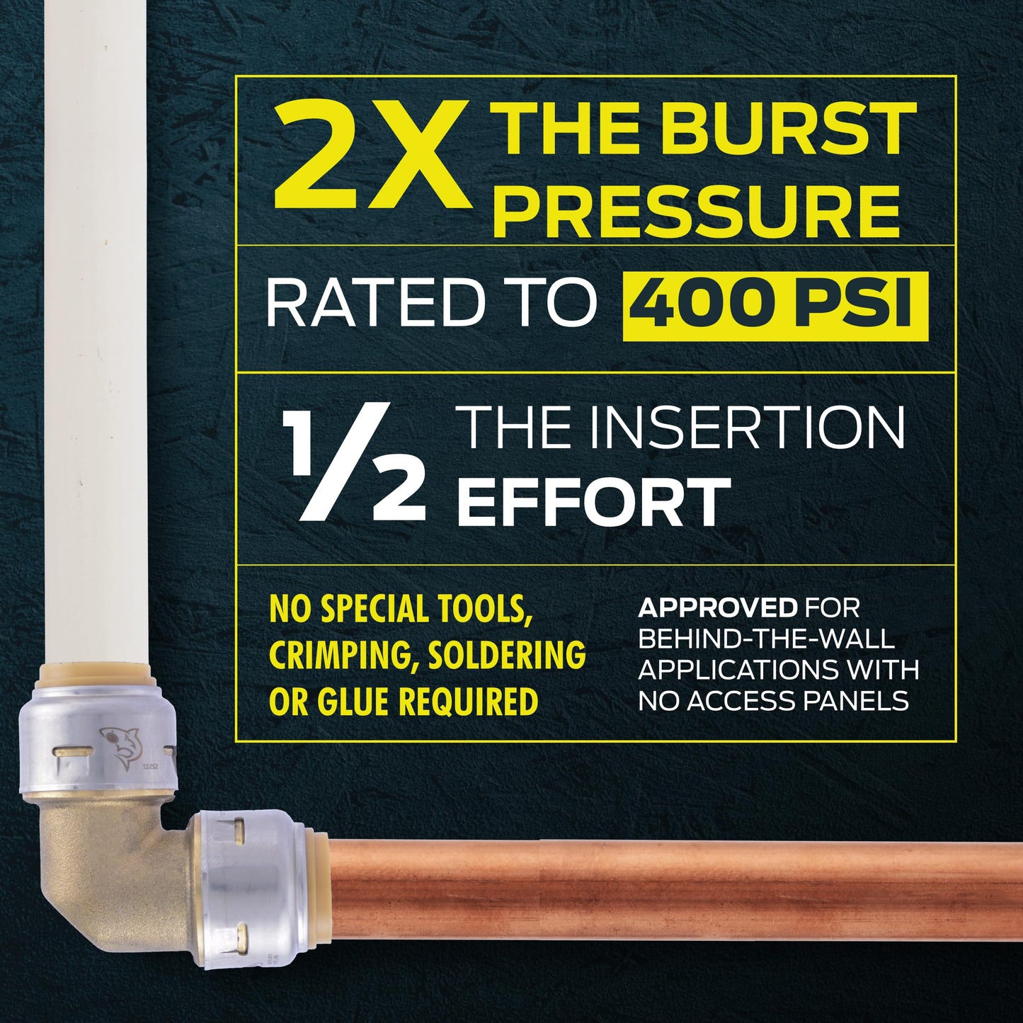 Sharkbite Max 1/2 Inch 90 Degree Elbow, Pack of 4, Push to Connect Brass Plumbing Fitting, PEX Pipe, Copper, CPVC, PE-RT, HDPE, UR248A4
