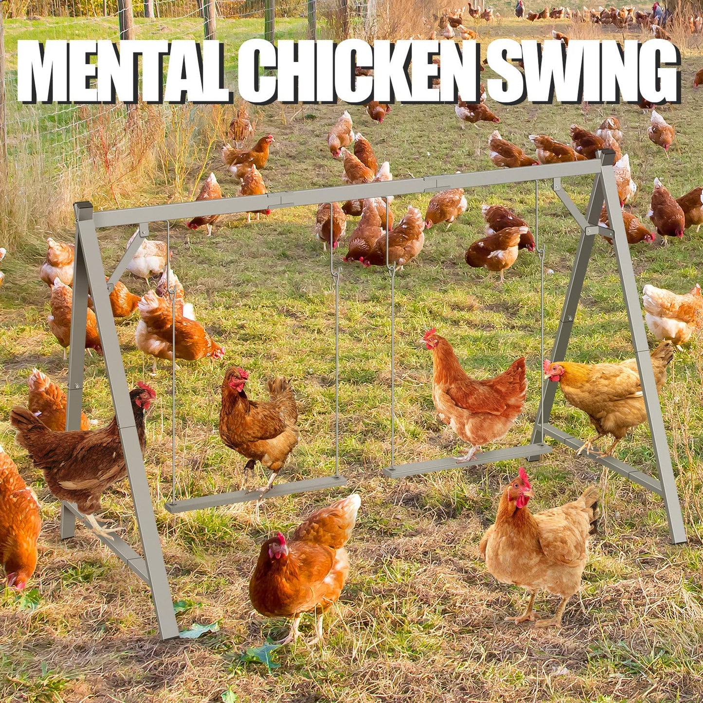 Chicken Perches with Swing,Chicken Roosting Bars,Chicken Swing Toy for Chickens Rooster Poultry Parrots,Chicken Run Accessories for Pet's Health & Happy,Chicken Coop Toys for Backyard Farm