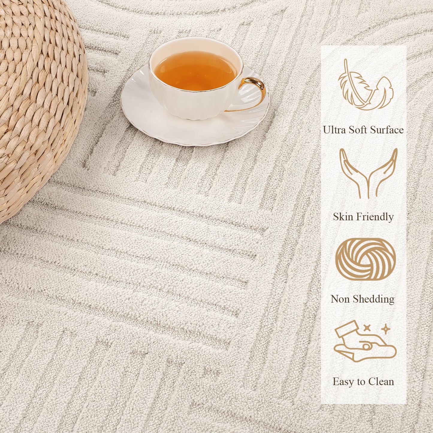 HEBE Area Runner Rugs 3 x 10 for Living Room, Non Slip Machine Washable Rug for Hallway Kitchen, Soft Fluffy Geometric Rug for Bedroom Dining Room Home Office