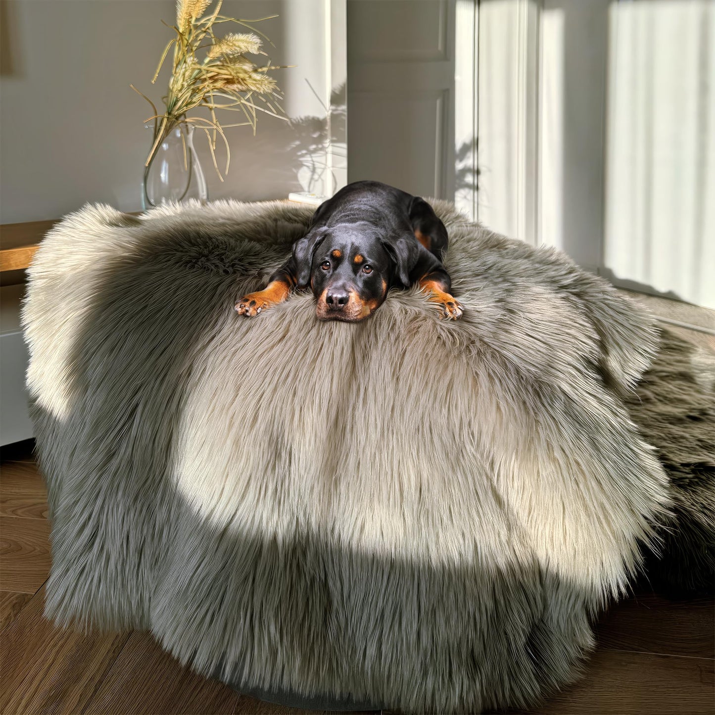 iHappyDog Waterproof Dog Blanket for Small, Medium & Large Dogs – Faux Fur Pet Throw for Couch, Sofa, Bed & Car – Soft, Washable, Stain-Resistant, Durable Cover – Grey 40" x 30"
