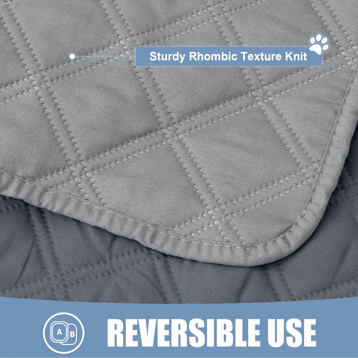 smiry Waterproof Dog Bed Cover Blanket, Leakproof Reversible Sofa Cover Couch Cover, Washable Pet Blanket for Sofa, Couch, Furniture (68x82 Inch, Grey/Dark Grey)