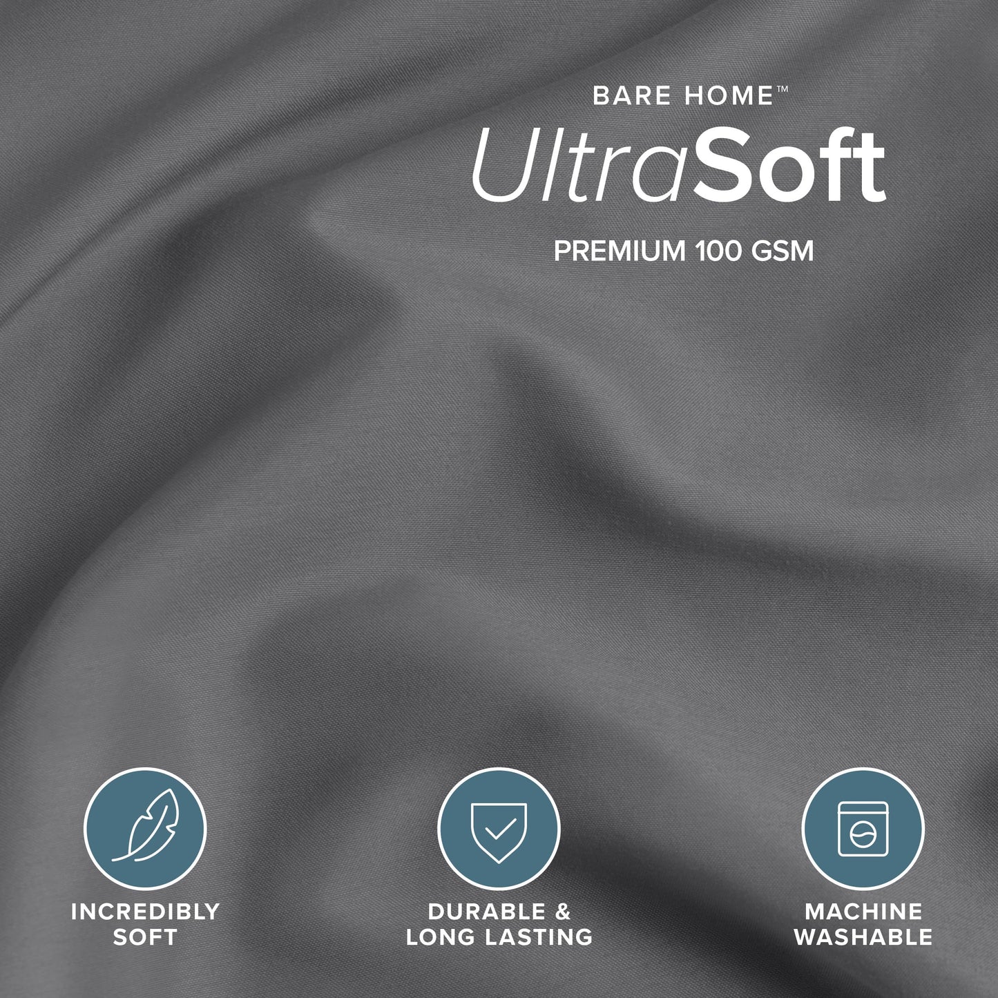 Bare Home Bedding Duvet Cover King Size - Premium 1800 Super Soft Collection - Lightweight, Cooling - Soft Breathable Bedding Duvet Cover (King, Grey)