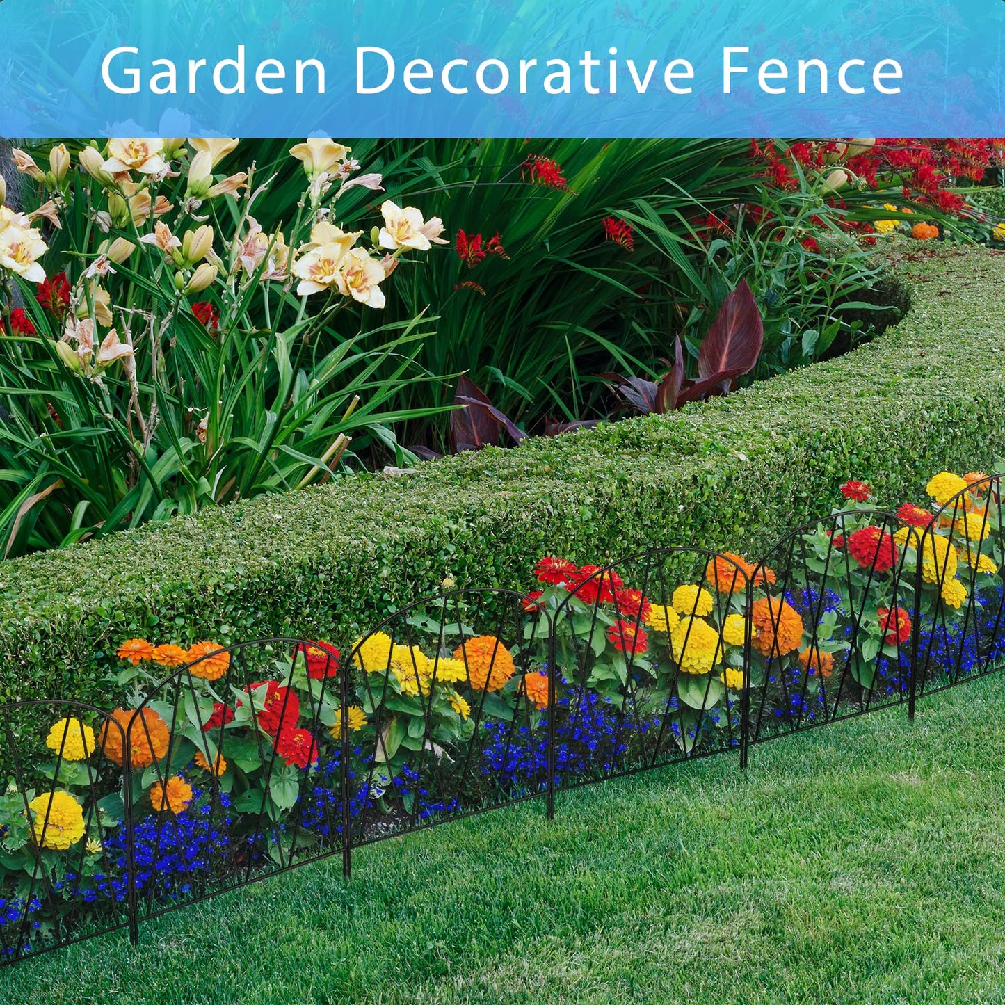 24 Packs Decorative Fence 24.8ft (L) x 15.9in (H) Garden Fencing Panels Small Rustproof Garden Animal Barrier Fence Border for Yard Patio Flower Beds Landscape Outdoor