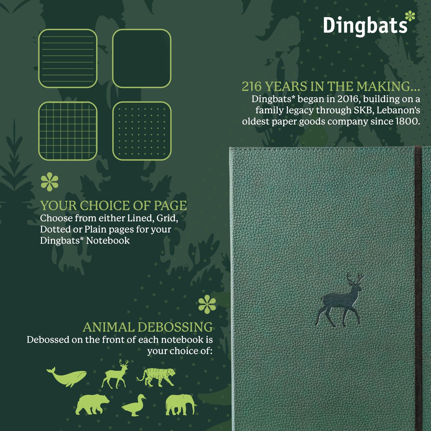 Wildlife A4 Lined Notebook - Extra Large Hardcover PU Leather Journal - for Work, Travel - Pocket, Elastic Closure, Pen Holder, Bookmark