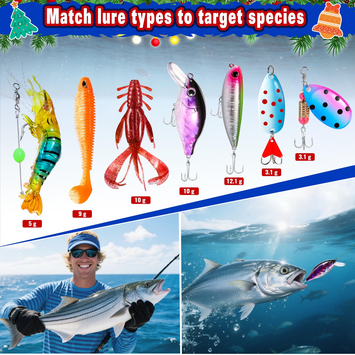 Advent Calendar 2025 Adult Fishing Advent Calendar 24 Days Countdown Fishing Lure Tackle, Christmas Gifts For Men Boyfriend Teens Boys
