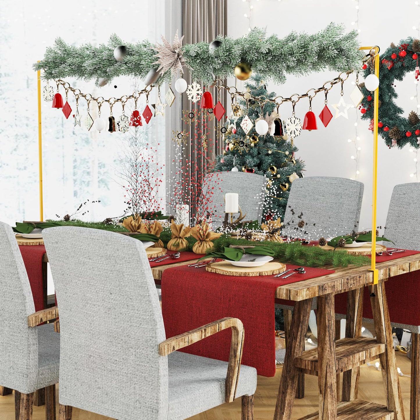 Xiomot Over the Table Rod with Clamps Adjustable 13''-42'' Tall 29"-98" Length Gold Table Arch Hanging for Wedding Birthday Party Halloween Christmas Decoration