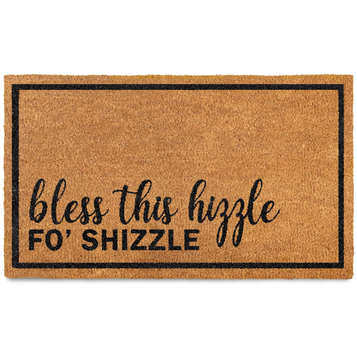 Bless This Hizzle Fo Shizzle Door Mat 30x17 Inch, Funny Doormat for Covered Outside Area, Welcome Mat Coir Decor w/Non-Slip PVC Backing
