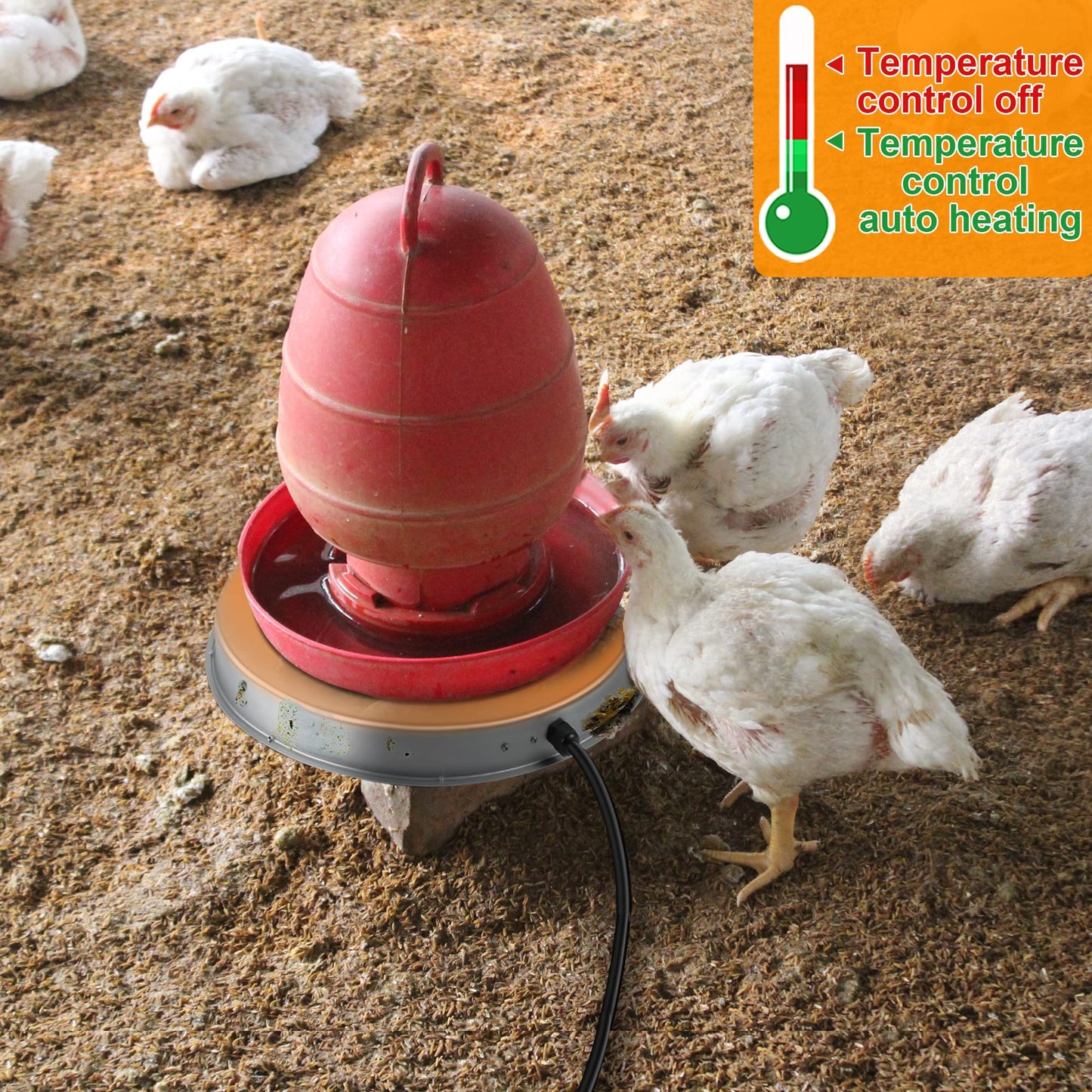 Chicken Water Heater Base for Winter, for Plastic/Metal Poultry Watere Under 6 Gallons, Heated Waterer for Chickens 130W