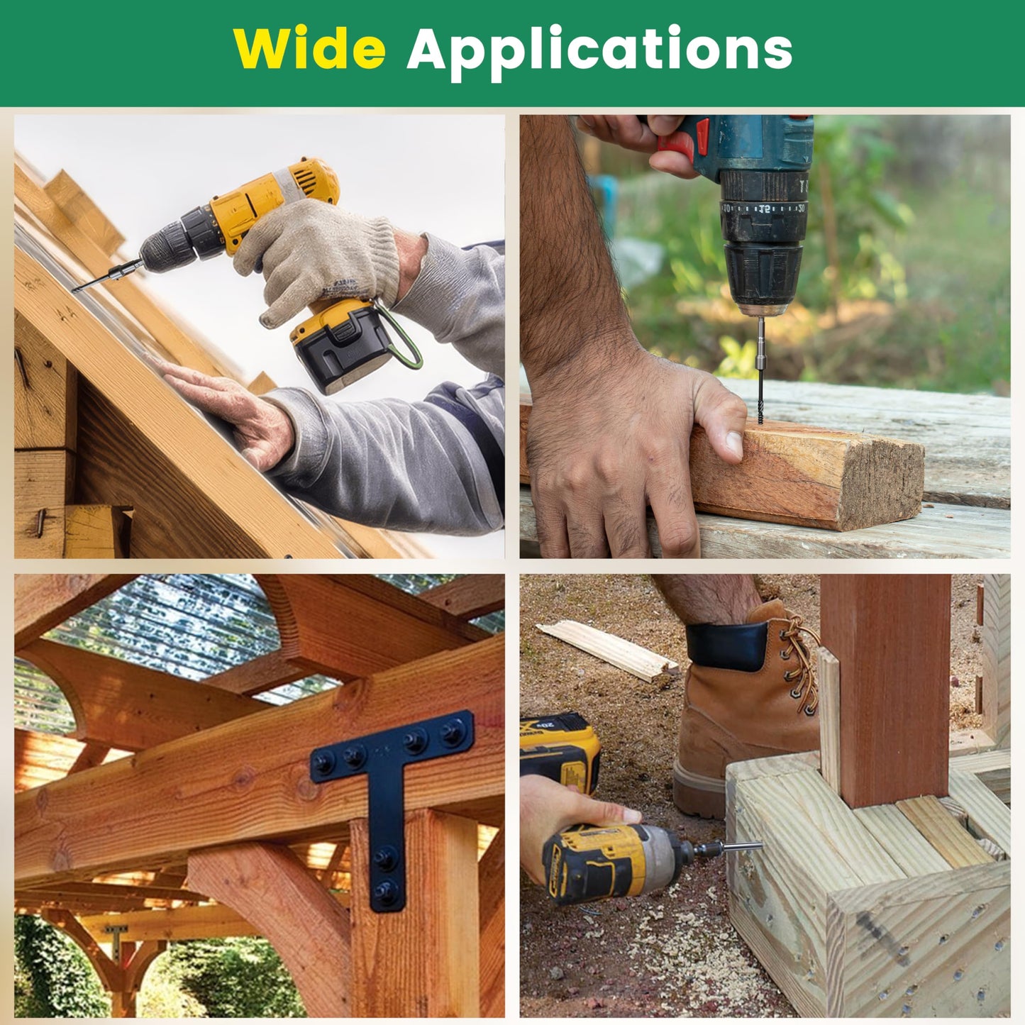 #14 x 6 Wood Structural Screws 50 Pcs, Exterior Hex-Head Lag Screws, Black Heavy Duty Construction Timber Log Landscaping Wood Screws, Hex Socket Included