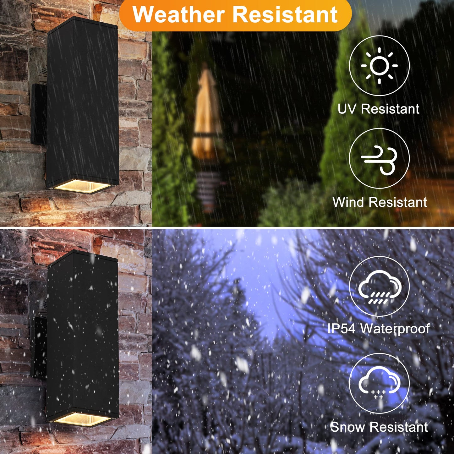 Dusk to Dawn Outdoor Wall Lights, 2 Pack Outdoor Lights for House, Black Aluminum Anti-Rust Modern Exterior Light Fixtures for Porch Patio Garage, YOFOVI