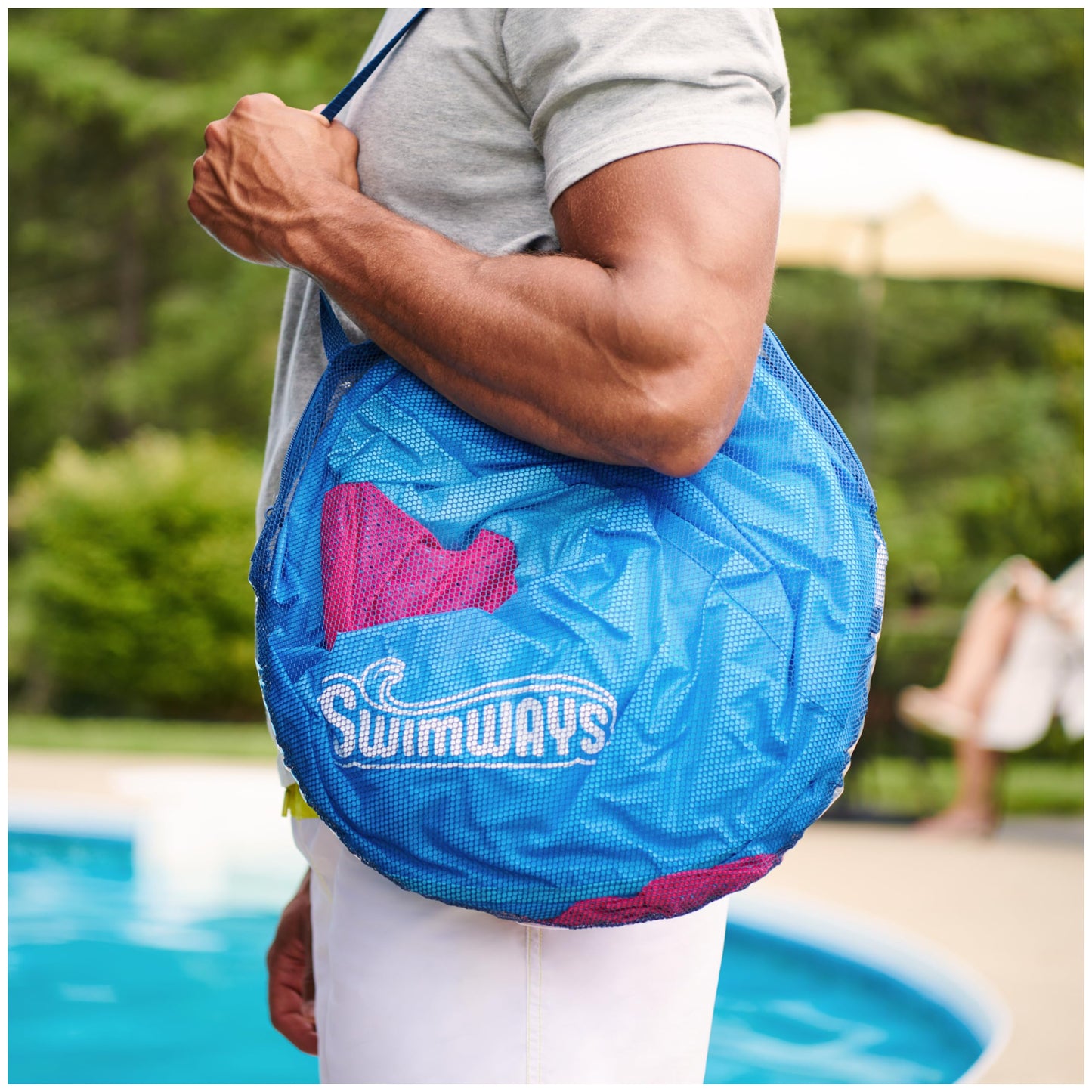 SwimWays Spring Float Premium Hammock Pool Lounger, Inflatable Pool Floats Adult with Fast Inflation for Ages 15 & Up