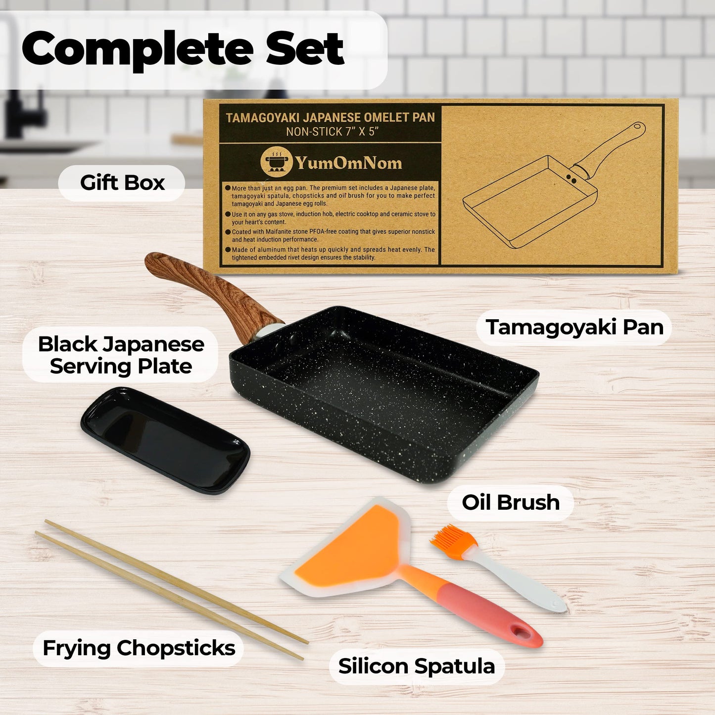 Tamagoyaki Pan, Japanese Cookware, Egg Pan, Rectangle Frying Pan, Kitchen Accessories, Square Pan, Omelette Maker Nonstick, Omelet Pan, Cooking Tools, 7" x 5" Black (Without Lid)