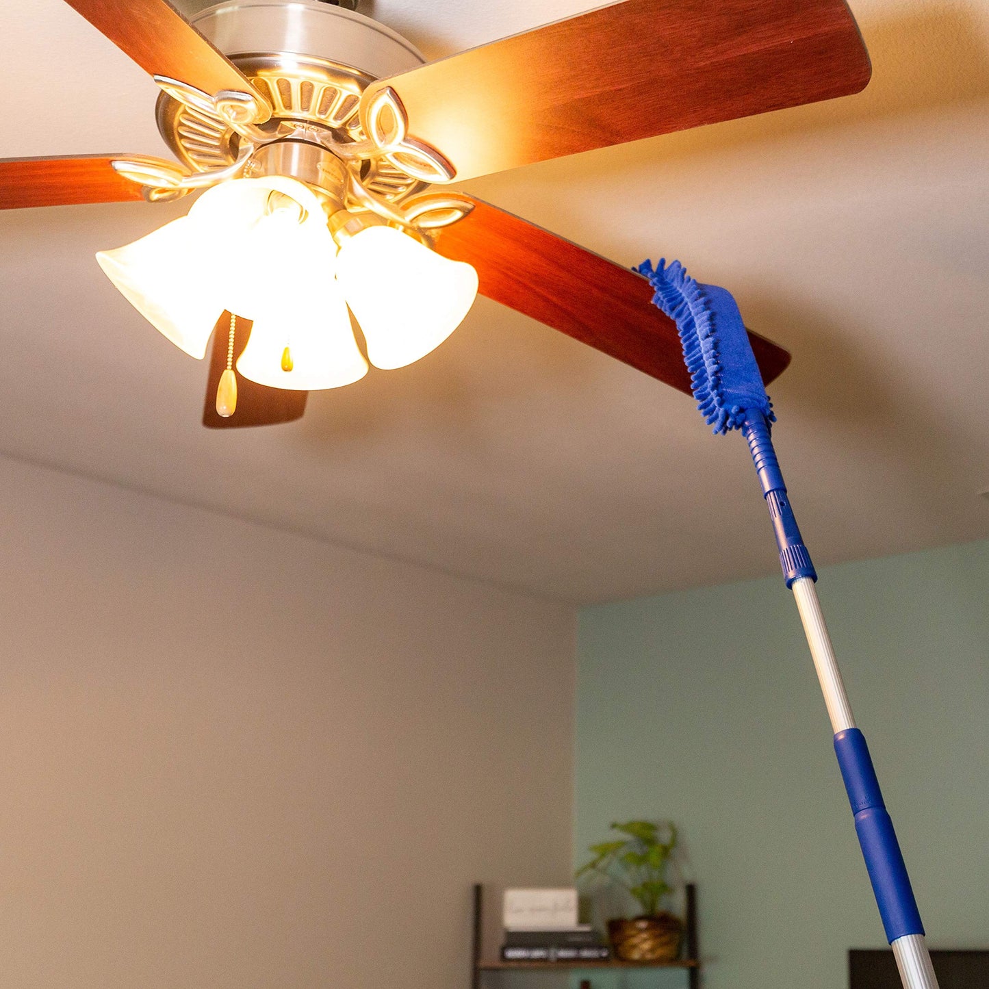 High Ceiling Duster Kit | Webster Cobweb Duster with Extension Pole | Ceiling Fan Duster 13 to 20 Foot Reach Telescope Pole | Lightweight Extendable Feather Like Dusters