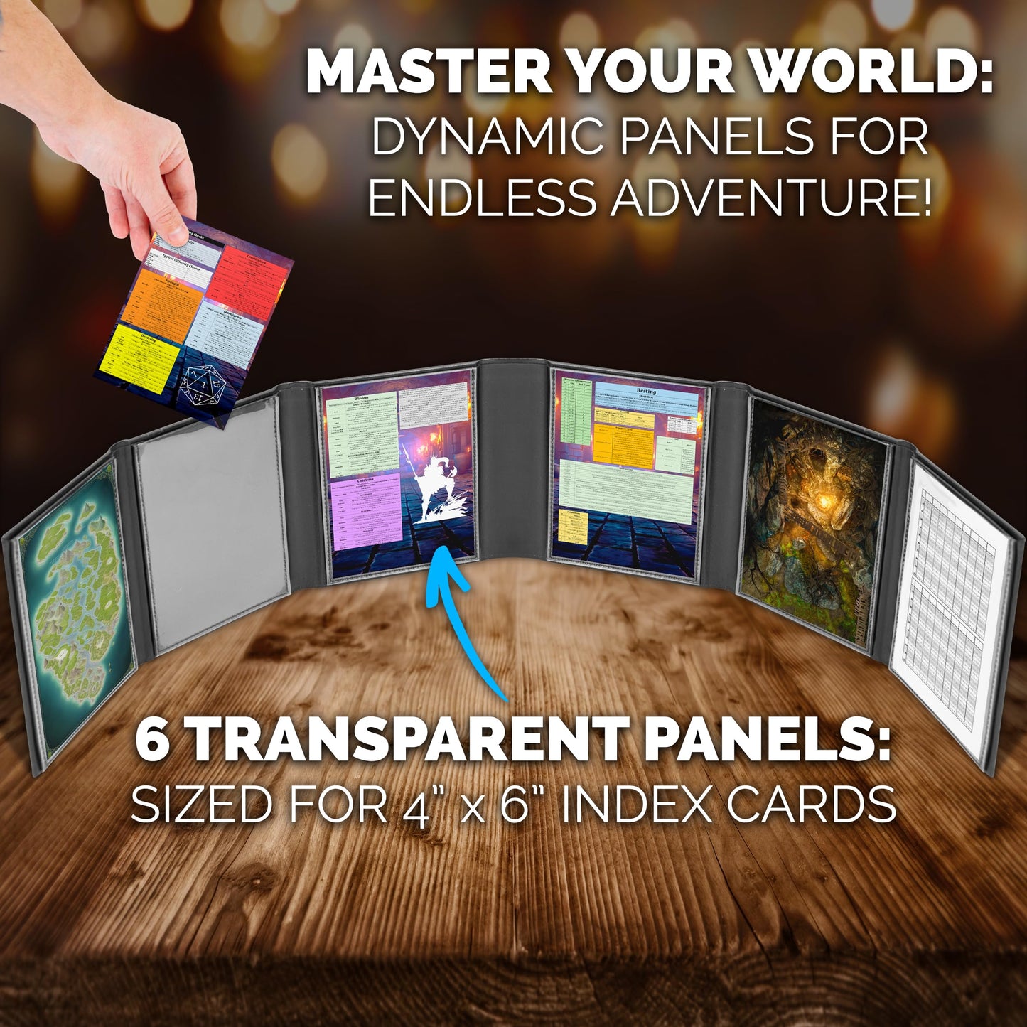 CASEMATIX Miniature DM Screen - 6-Panel Faux Leather Mini Dungeon Master Screen for TTRPGs, Compact DnD DM Screen for Better Player Connection & Immersive Tabletop RPG Sessions with Low-Profile Design