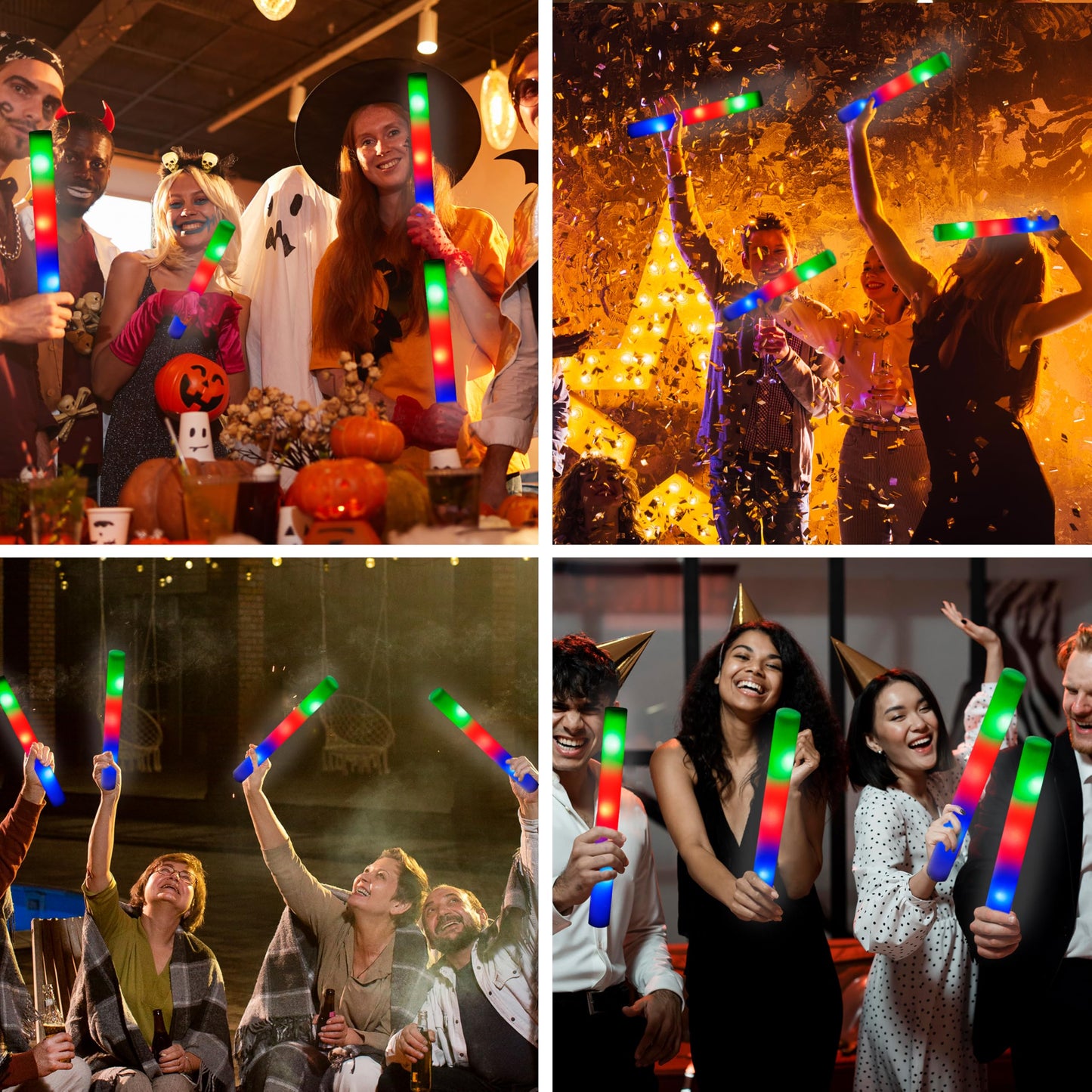 JOYIN 24 PCS Foam Glow Sticks, Foam Light Up Wands with 3 Modes Color Flashing, Glow Sticks Bulk Party Pack for Wedding, Concert, Camping, Party Favors