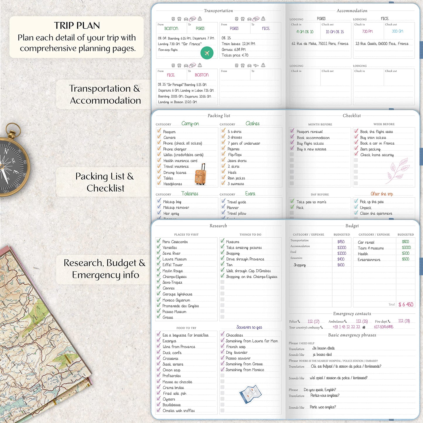 Legend Travel Planner – Vacation Itinerary Organizer for Solo Travel & Couples – Travelling Journal for Women & Men – Traveling Log with Expense Tracker & Packing List – Hardcover (Periwinkle)