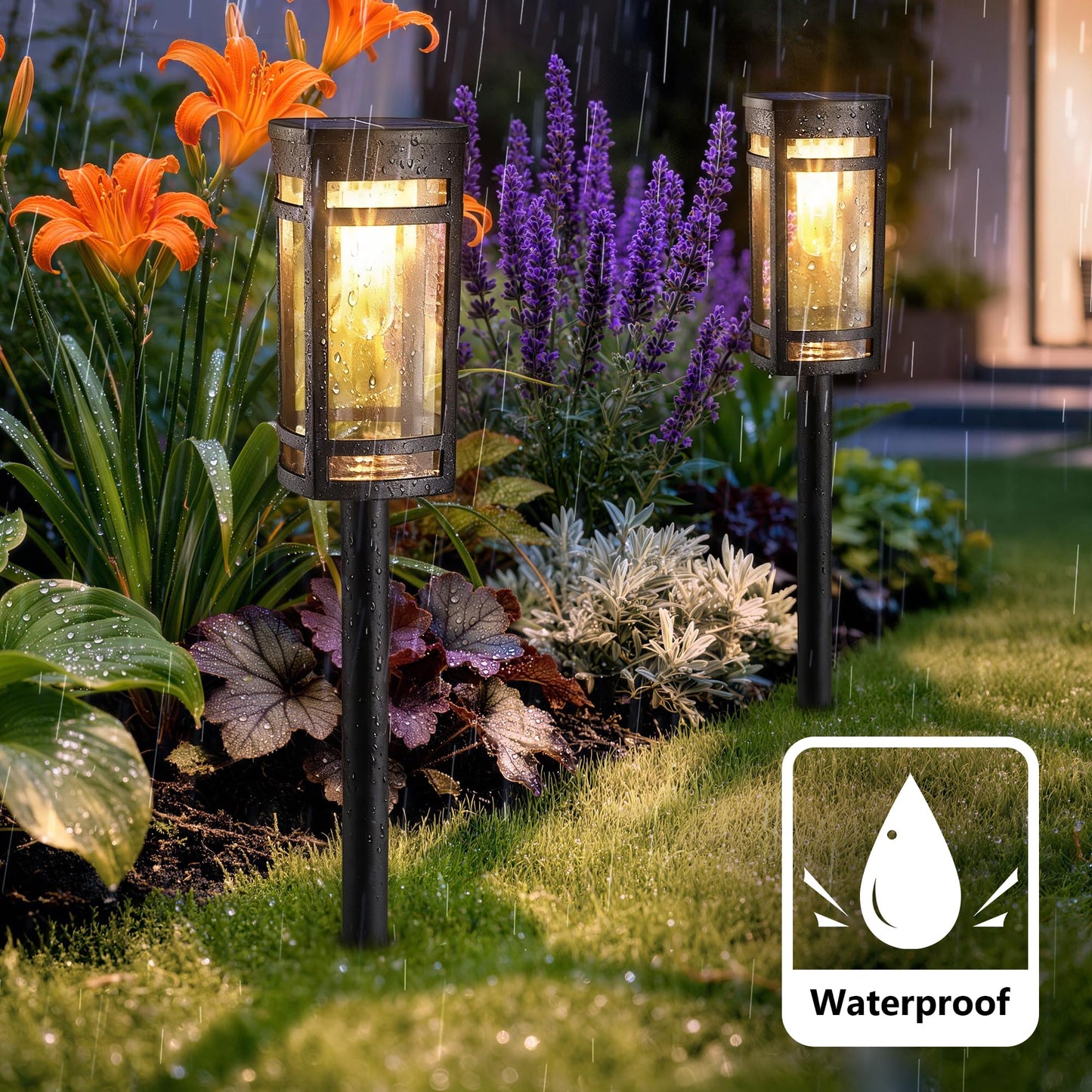 iBaycon Solar Pathway Lights, 8 Pack LED Solar Powered Garden Lights Outdoor Waterproof for Yard Path Landscape Lawn Stairway Walkway (White)