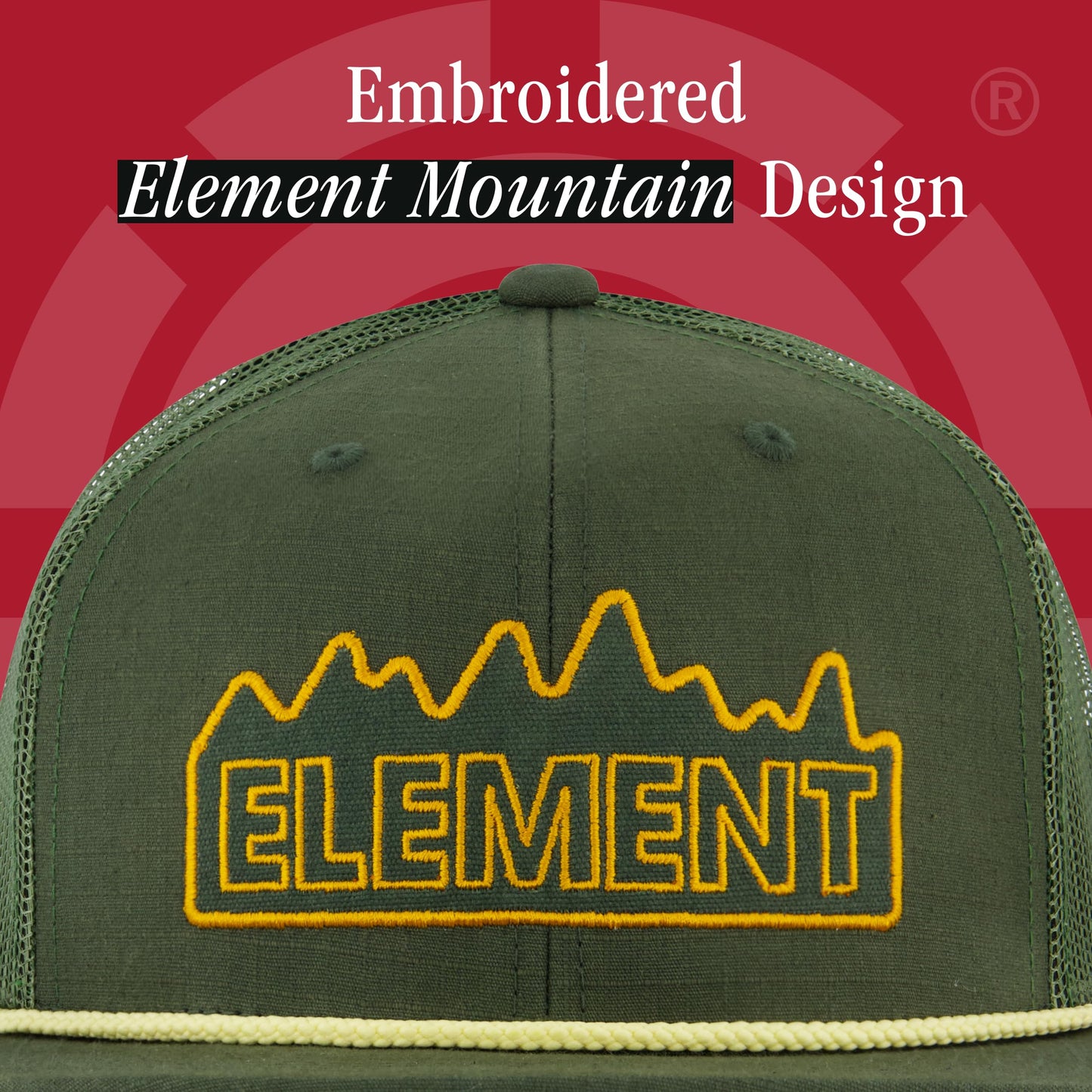Element Trucker Hat, Adult Baseball Cap with Straight Brim, Olive, One Size, Olive, One Size
