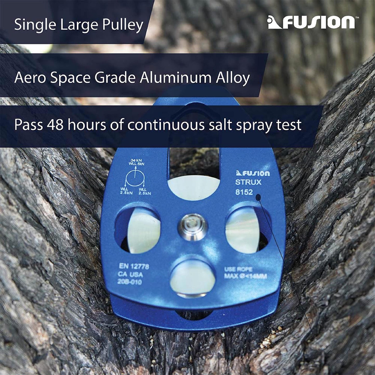 Fusion Climb Strux Aluminum Rescue Side Swing Pulley Blue 34KN