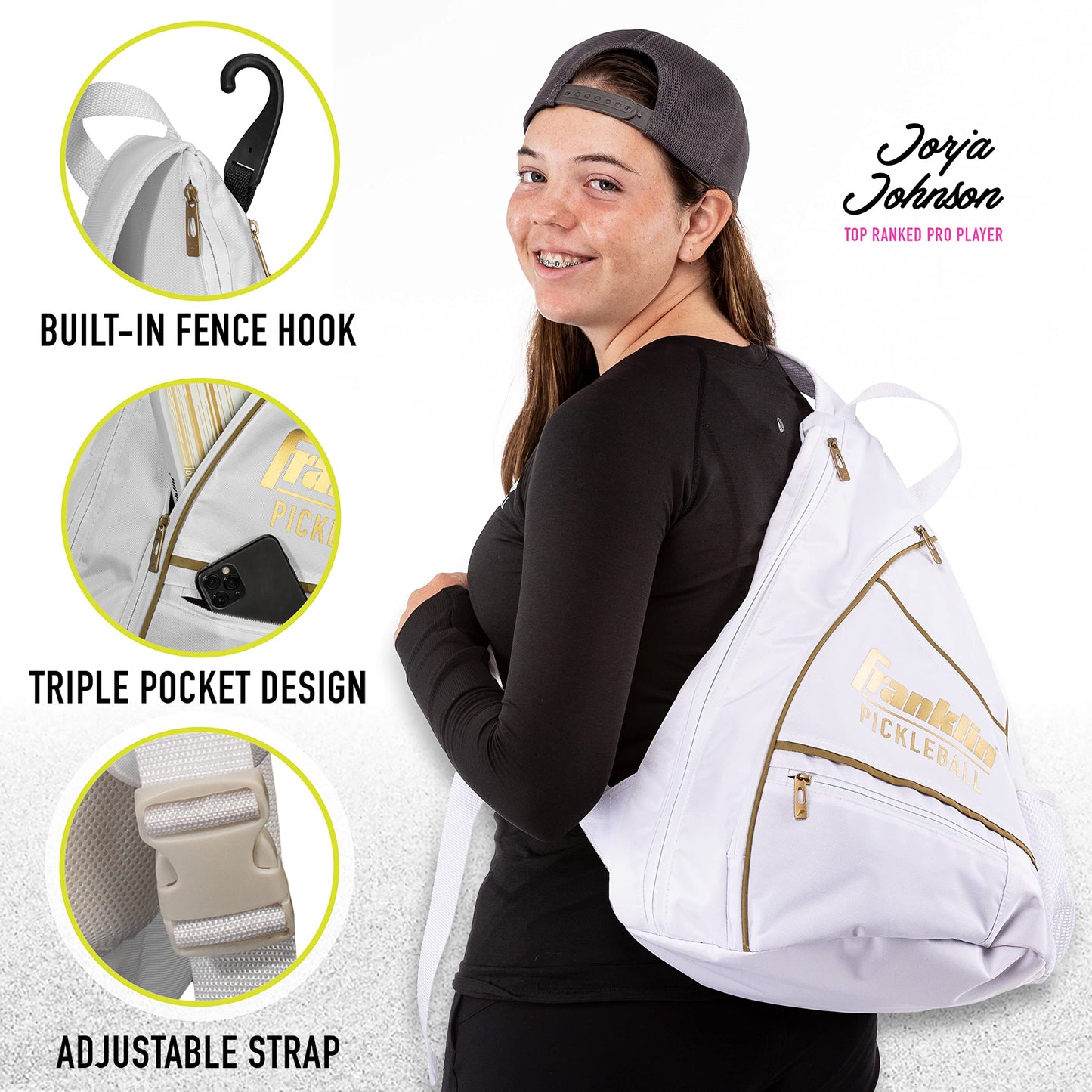 Franklin Sports Pickleball Bags - Pickleball Sling Bag Backpack for Gear + Equipment - Bag for Men Women - Holds Paddles, Balls + Accessories