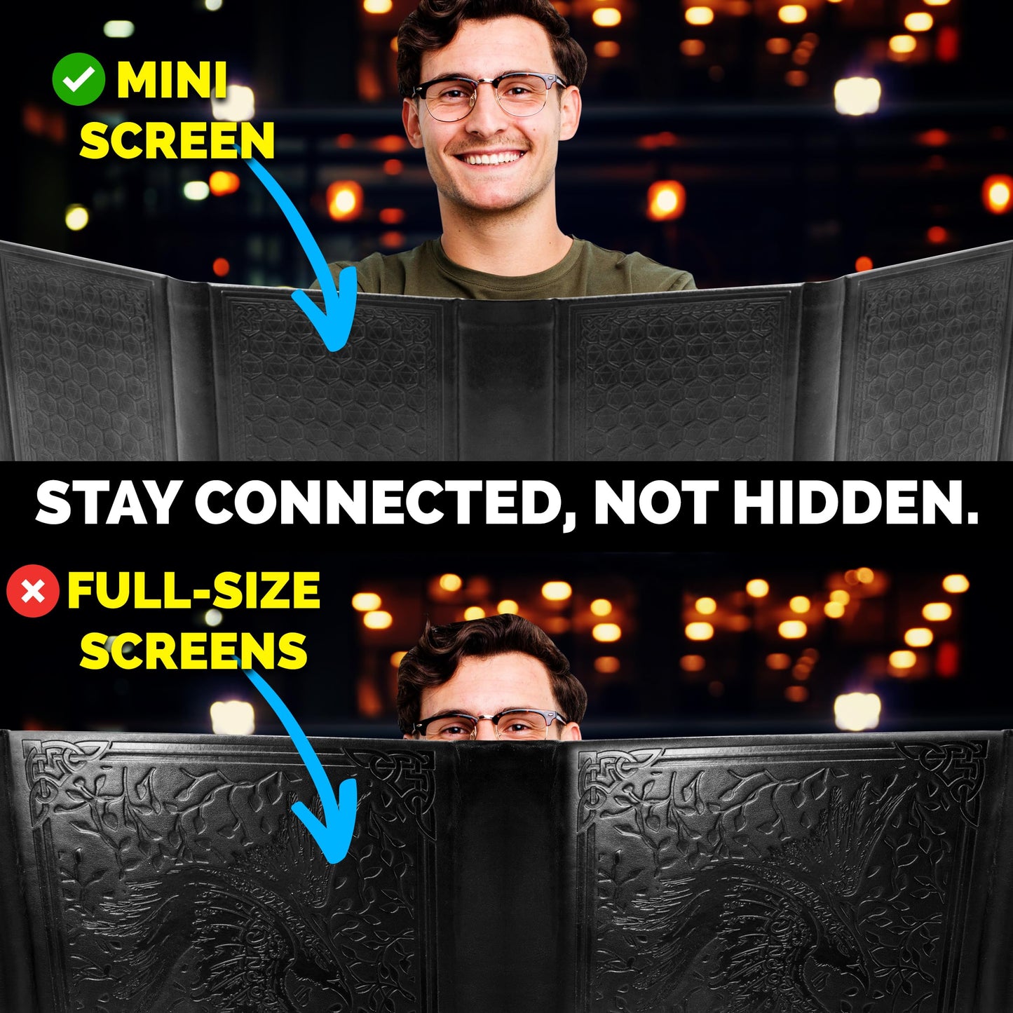 CASEMATIX Miniature DM Screen - 6-Panel Faux Leather Mini Dungeon Master Screen for TTRPGs, Compact DnD DM Screen for Better Player Connection & Immersive Tabletop RPG Sessions with Low-Profile Design