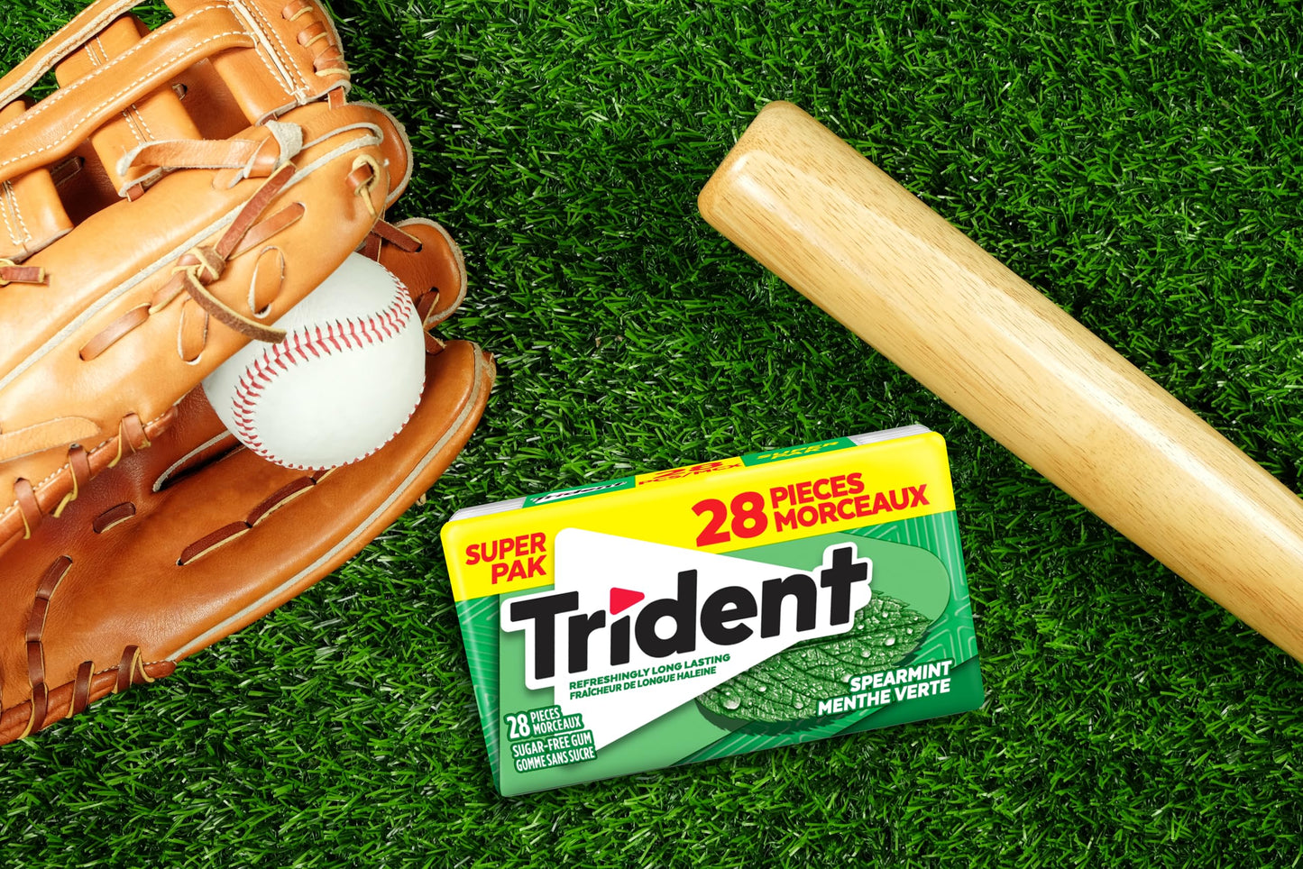 Trident, Spearmint Sugar-free Gum Mega Pack - Box of 6 Packs (168 Pieces)