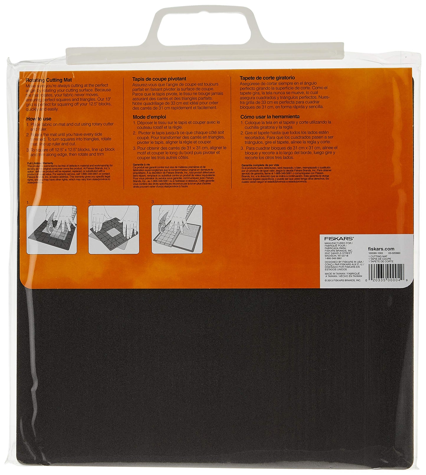 Fiskars Rotating Cutting Mat - 14" x 14" Grid to Cut Fabric Squares Easily - Perfect for Quilting, Sewing and Craft Projects - Self-Healing Mat - Gray