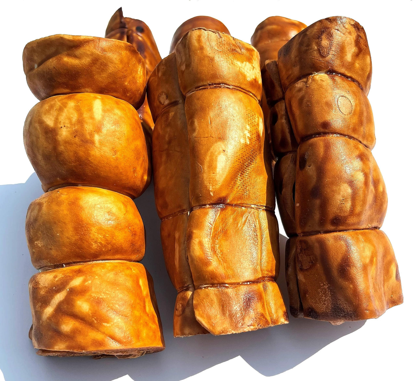 Beef Cheek Rolls Dog CHEW Treat - *(Beef Basted 6 Pack/6 INCH)* - Rawhide Free - Super Thick - All Natural - Long Lasting Dog CHEW - Beef Cheek Rolls - *Natural Color May Vary*