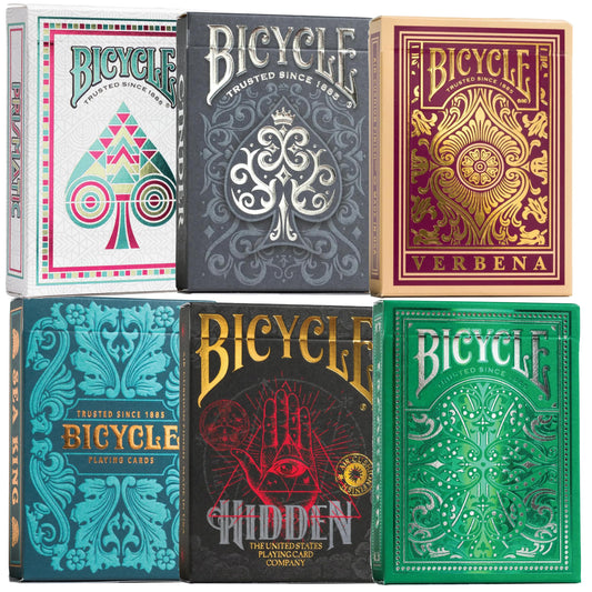 Bicycle Collector's Edition: 6-Deck Bundle Featuring Jacquard, Sea King, Hidden, Cinder, Verbena and Cold Foil Prismatic Decks