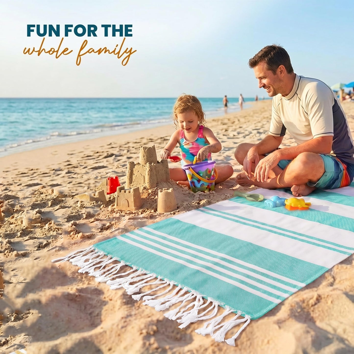 Utopia Towels [4 Pack Turkish Beach Towel (40 x 72 Inches) - 100% Cotton Oversized Sand Free Lightweight & Quick-Dry, Prewashed for Soft Feel Large Peshtemal Towel (Cool Grey, Aqua, Pink, Sea Foam)