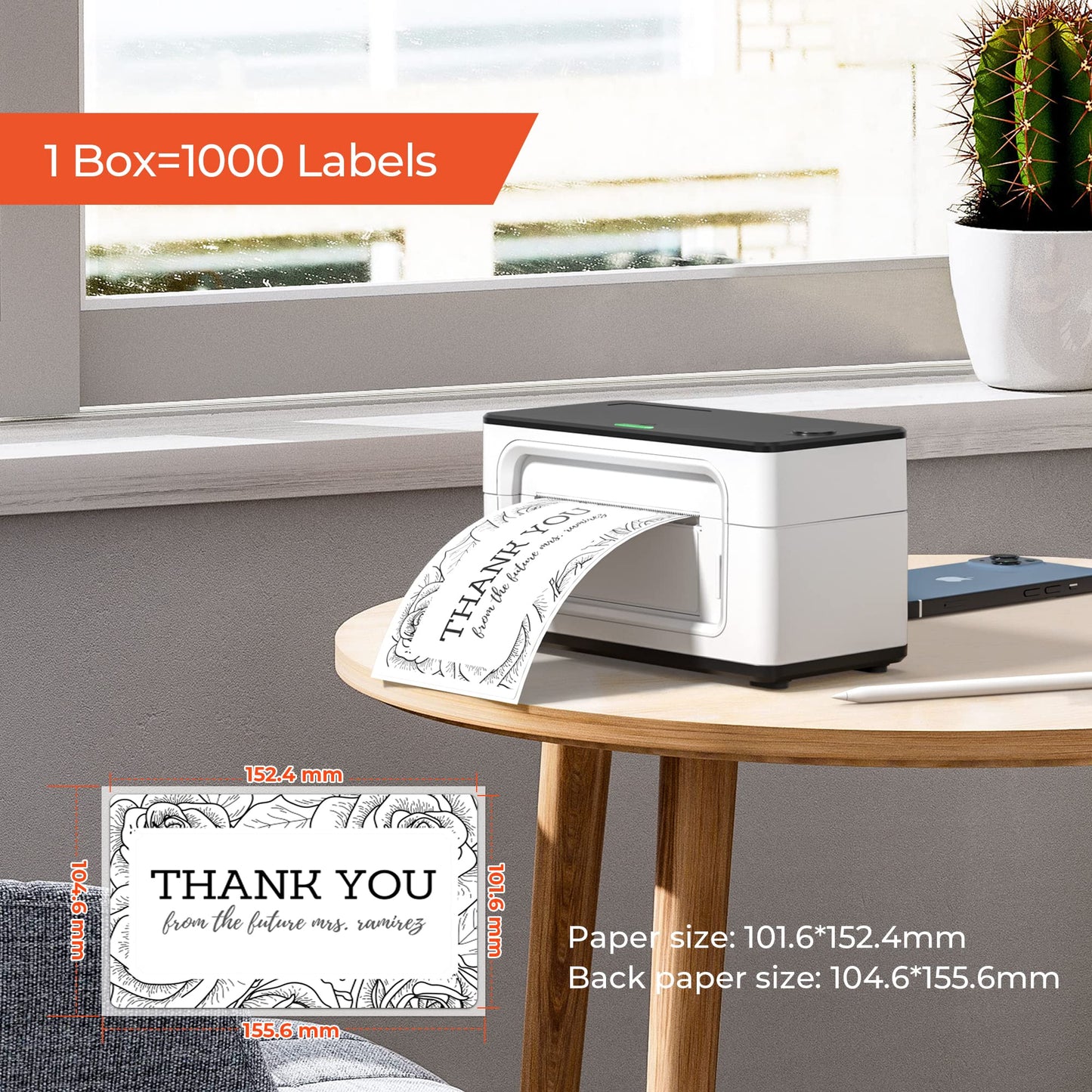 MUNBYN 4x6 Direct Thermal Fanfold Shipping Labels 1000 Pics for Address Mailing Postage USPS UPS FedEx Amazon Shipping Labels, Commercial Grade 1000 Labels/2 Stacks(500 Pcs per Stack)