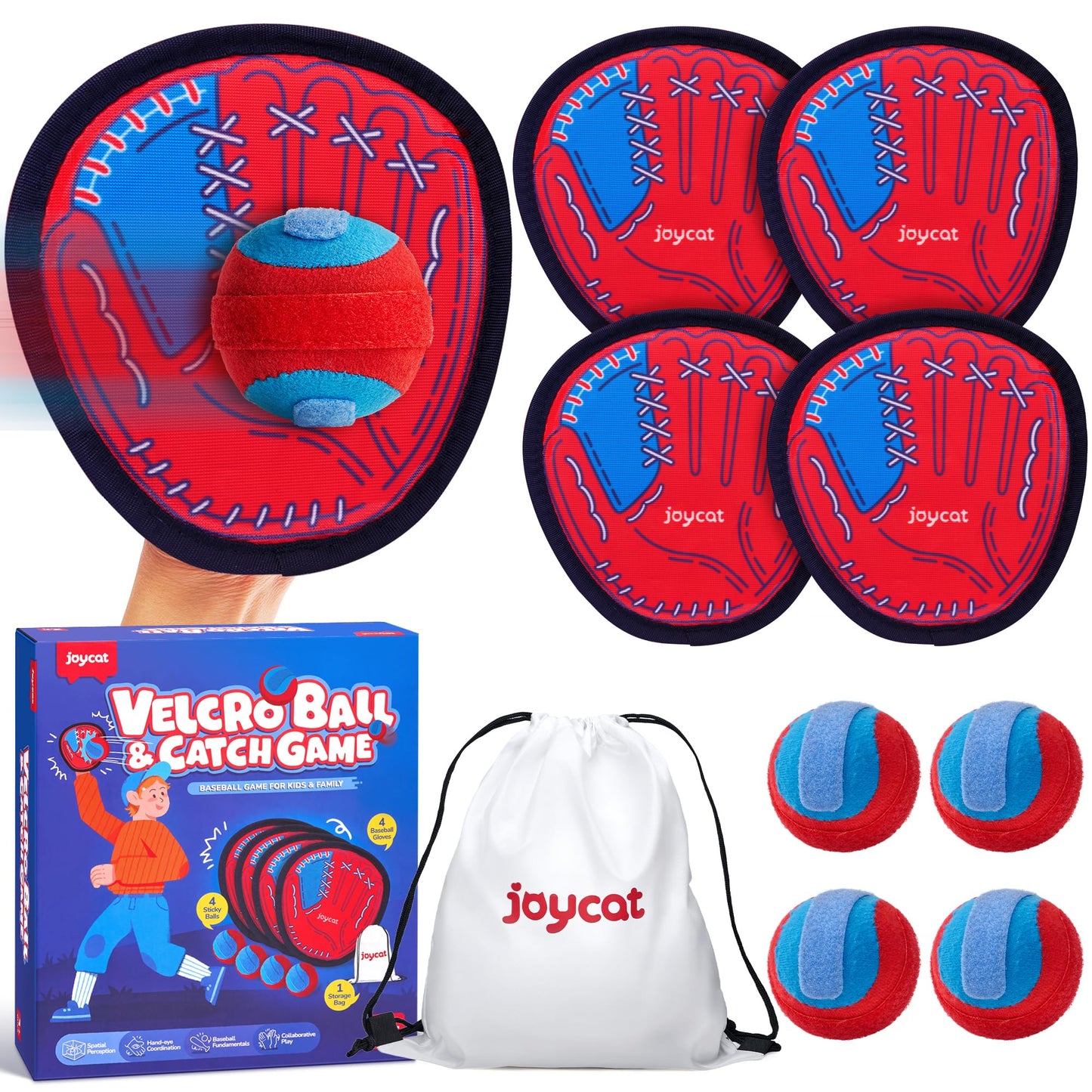 JoyCat Toss and Catch Ball Game Set,Toddler Baseball Glove,Beach Pool Yard Camping Games,Kids Sports & Outdoor Play Toys for Family,Outside Toys for 3 4 5 6 7 8 9 10+Year Old Boys Girls Birthday Gifts
