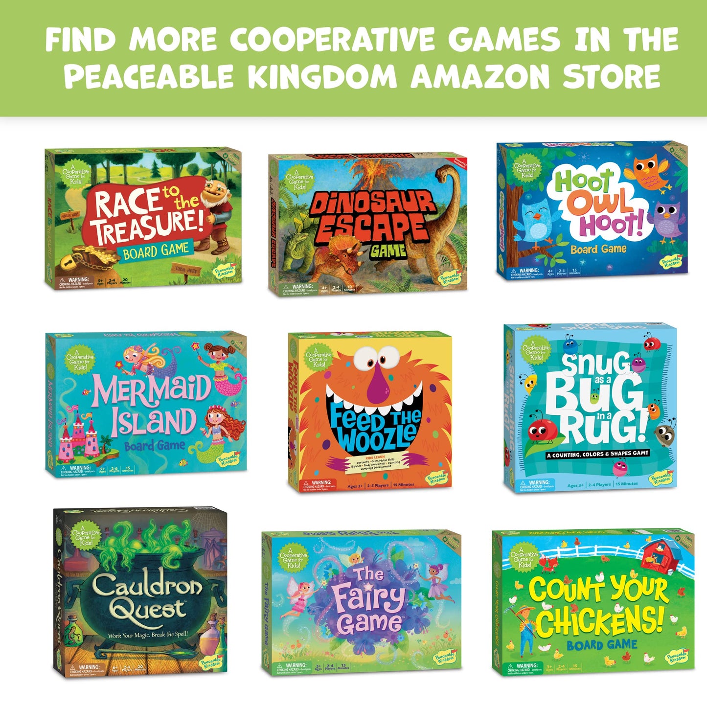 Peaceable Kingdom 49554PK Race to the Treasure games