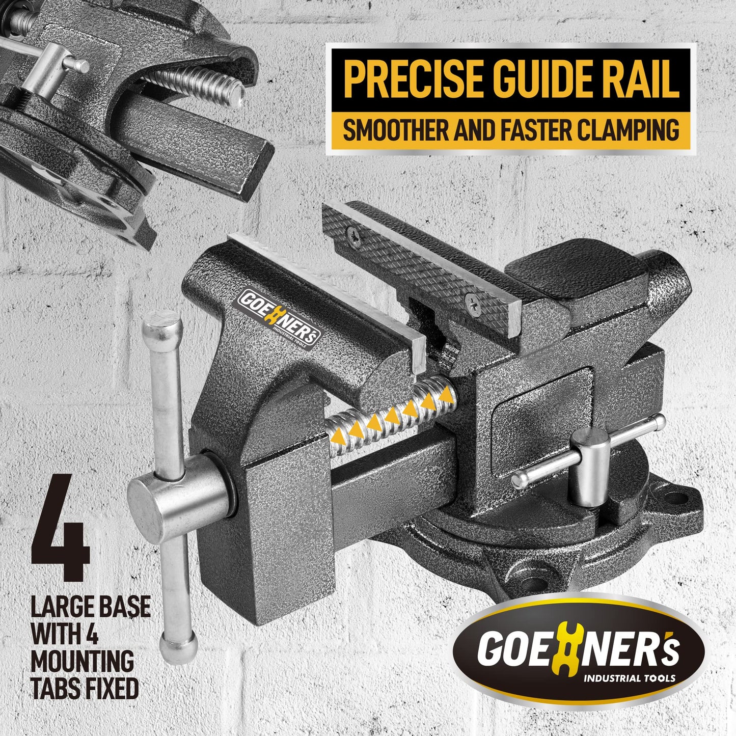 Bench Vise, 4-1/2" Vice for Workbench, Utility Combination Pipe Home Vise, Forged Steel Design, Swivel Base Bench for Woodworking with 4 mounting Bolts