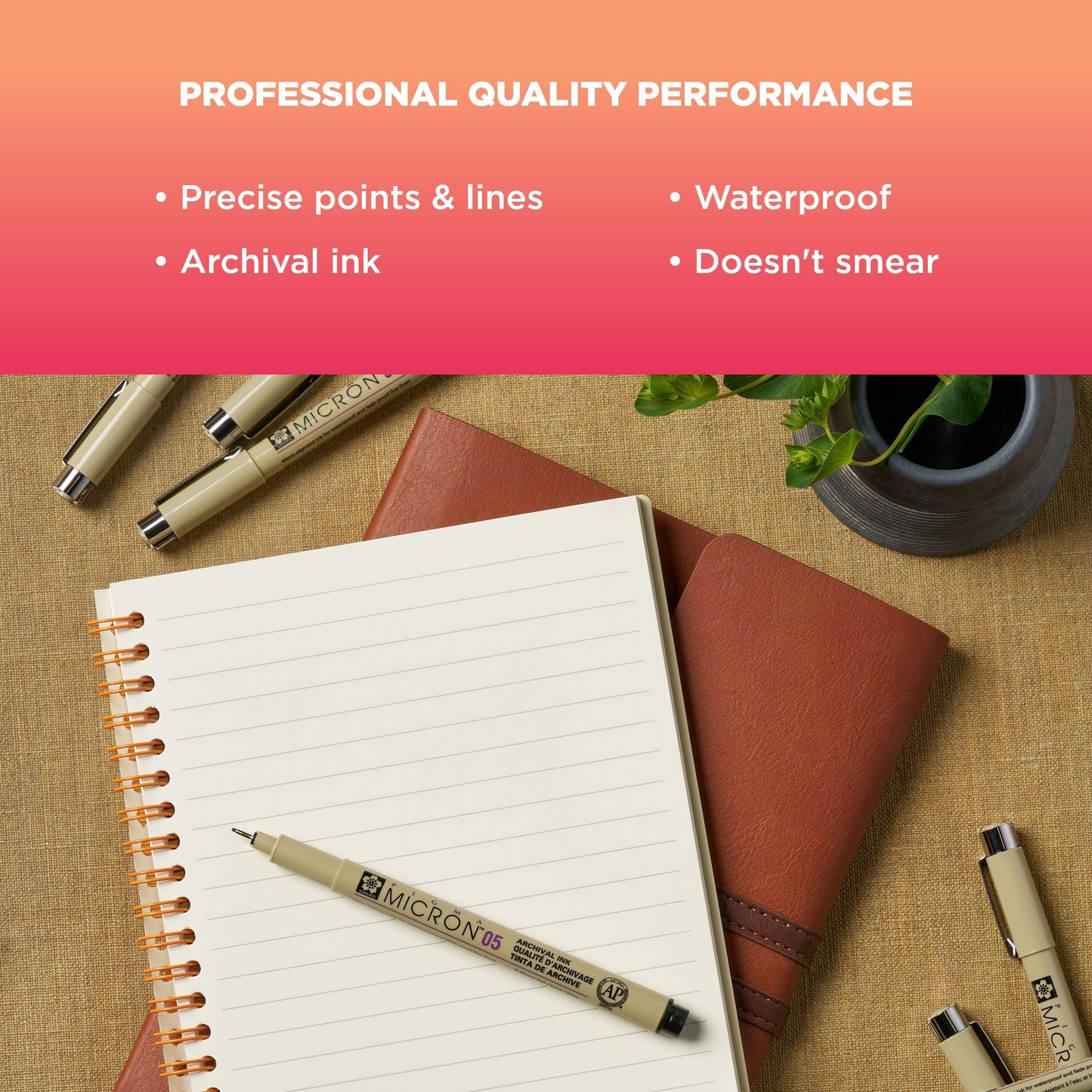 Sakura Pigma Micron Fineliner Pens - Archival Black Ink Pens - Pens for Writing, Drawing, or Journaling - Black Ink - 02 Point Size - 6 Pack