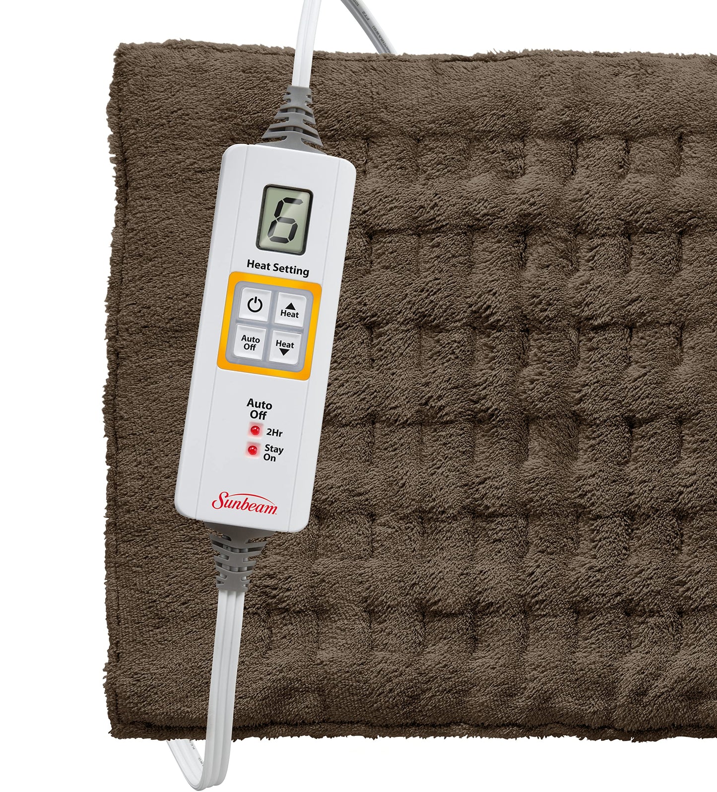 Sunbeam Premium Heating Pad with XpressHeat Technology - Electric Heating Pad for Neck, Shoulder and Back Pain, King Size, Brown