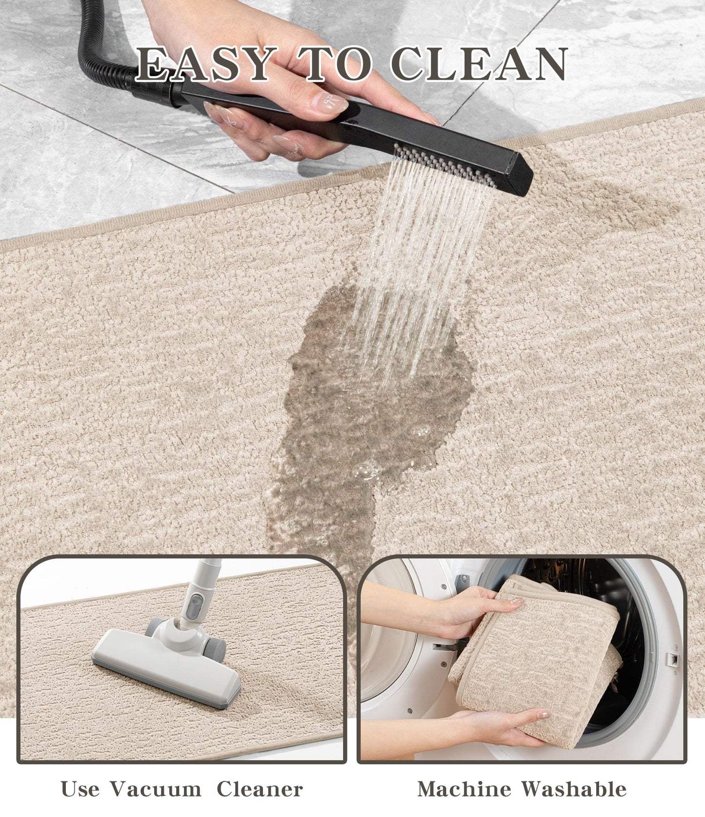 YIHOUSE Bath Mat Sets 2 Piece,Absorbent Quick Dry Bathroom Mat, Bath Mats for Bathroom Rugs Non Slip Washable Thin Bath Rug Fit Under Door,Light Beige