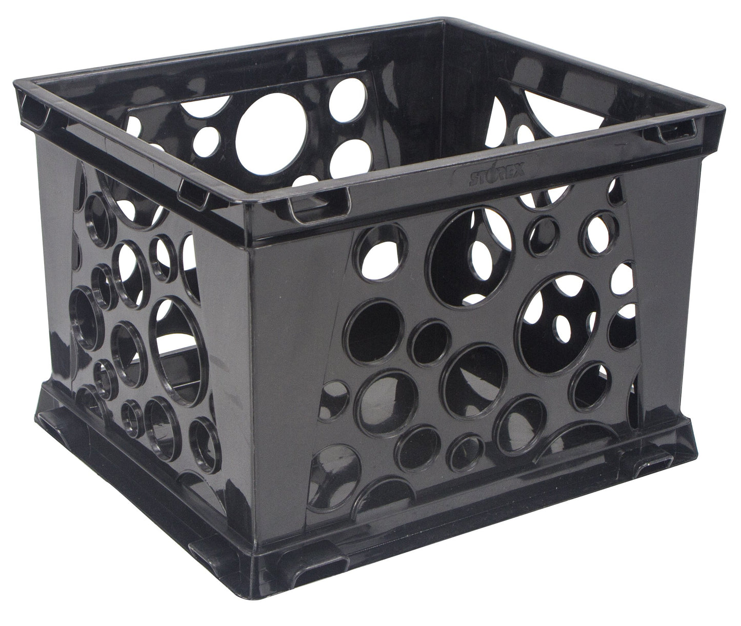 Storex Premium File Crate with Handles – Letter and Legal Document and Folder Storage, Black, 3-Pack (61546A03C)