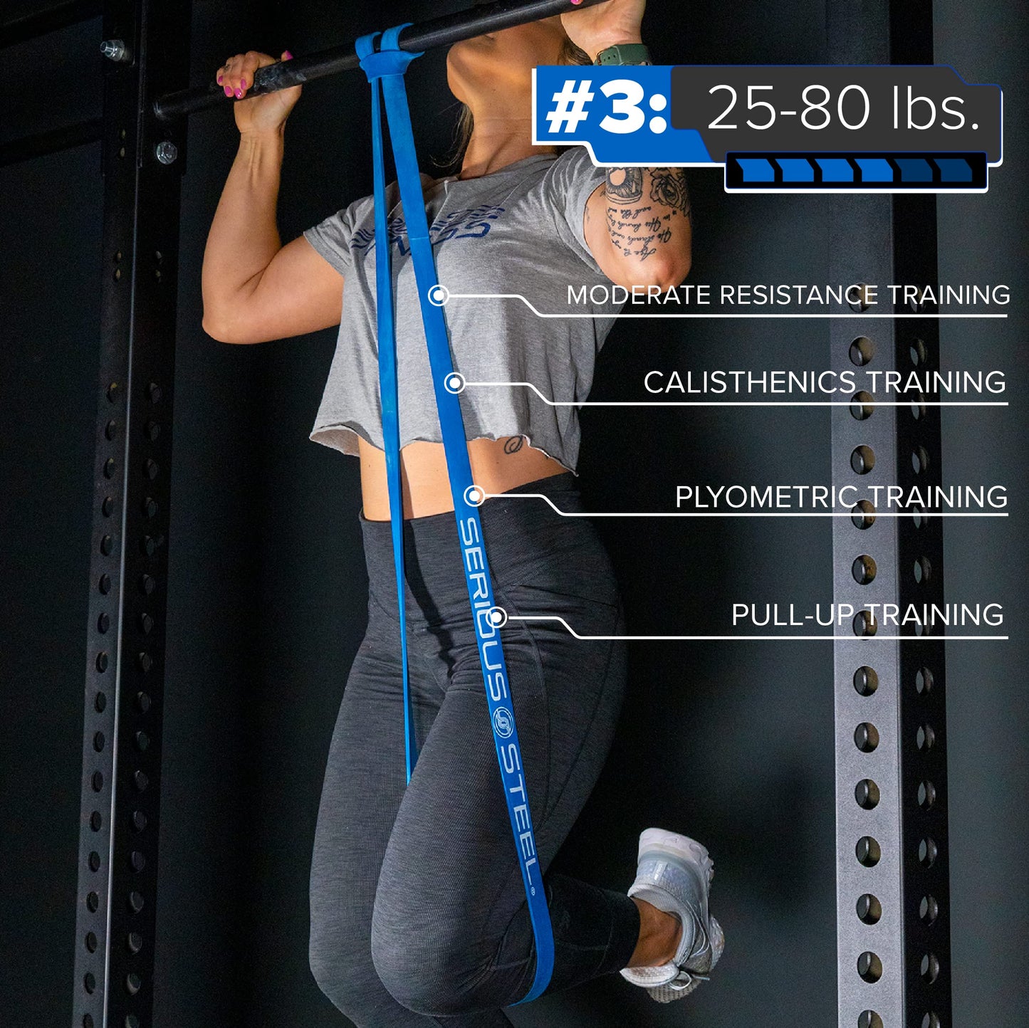 Serious Steel Assisted Pull-Up Band, Resistance & Stretch Band | Powerlifting Bands | Pull-up and Band Starter e-Guide Included (Single Unit) 41-inch (4 Band Set)