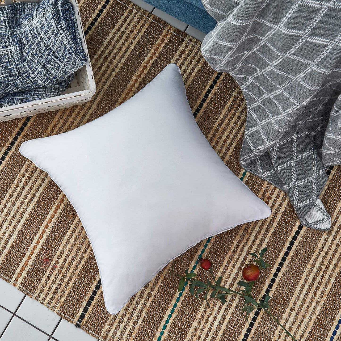 Oubonun 20 x 20 Pillow Inserts (Set of 2) - Throw Pillow Inserts with 100% Cotton Cover - 20 Inch Square Interior Sofa Pillow Inserts - Decorative Pillow Insert Pair - White Couch Pillow